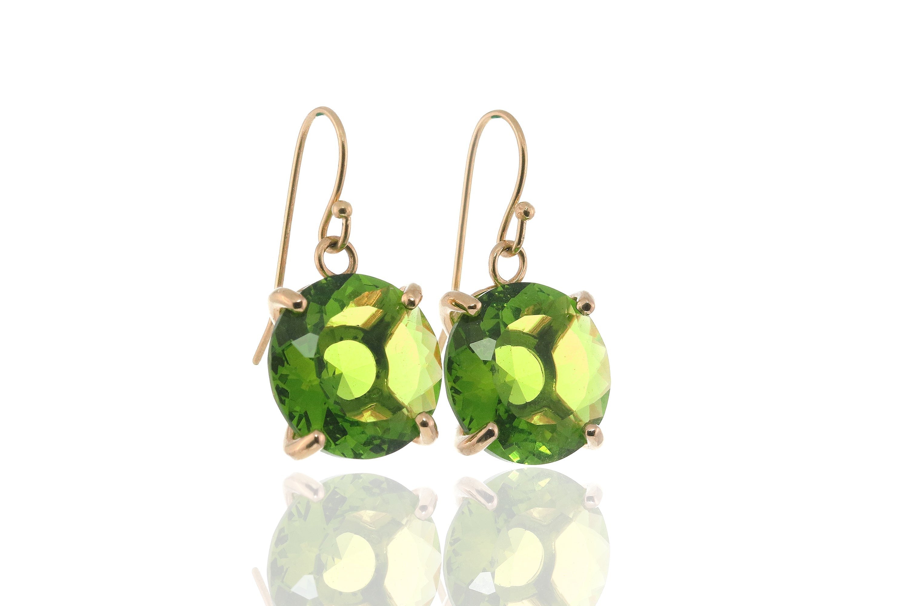 Vibrant Peridot Dangling Earrings in Gold Earrings Anemone Jewelry