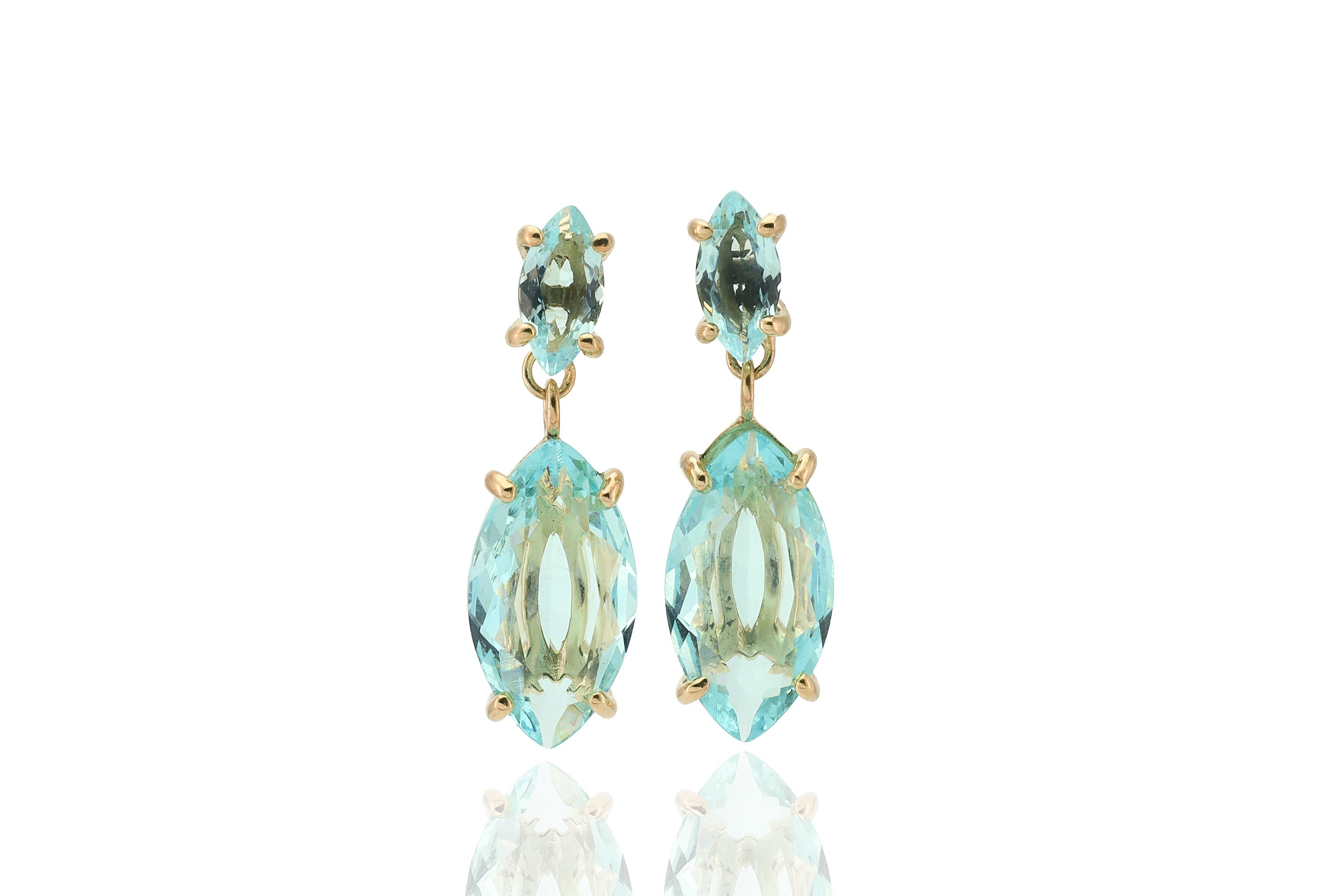 Blue Topaz Multi-Stone Gold Dangle Earrings Earrings Anemone Jewelry