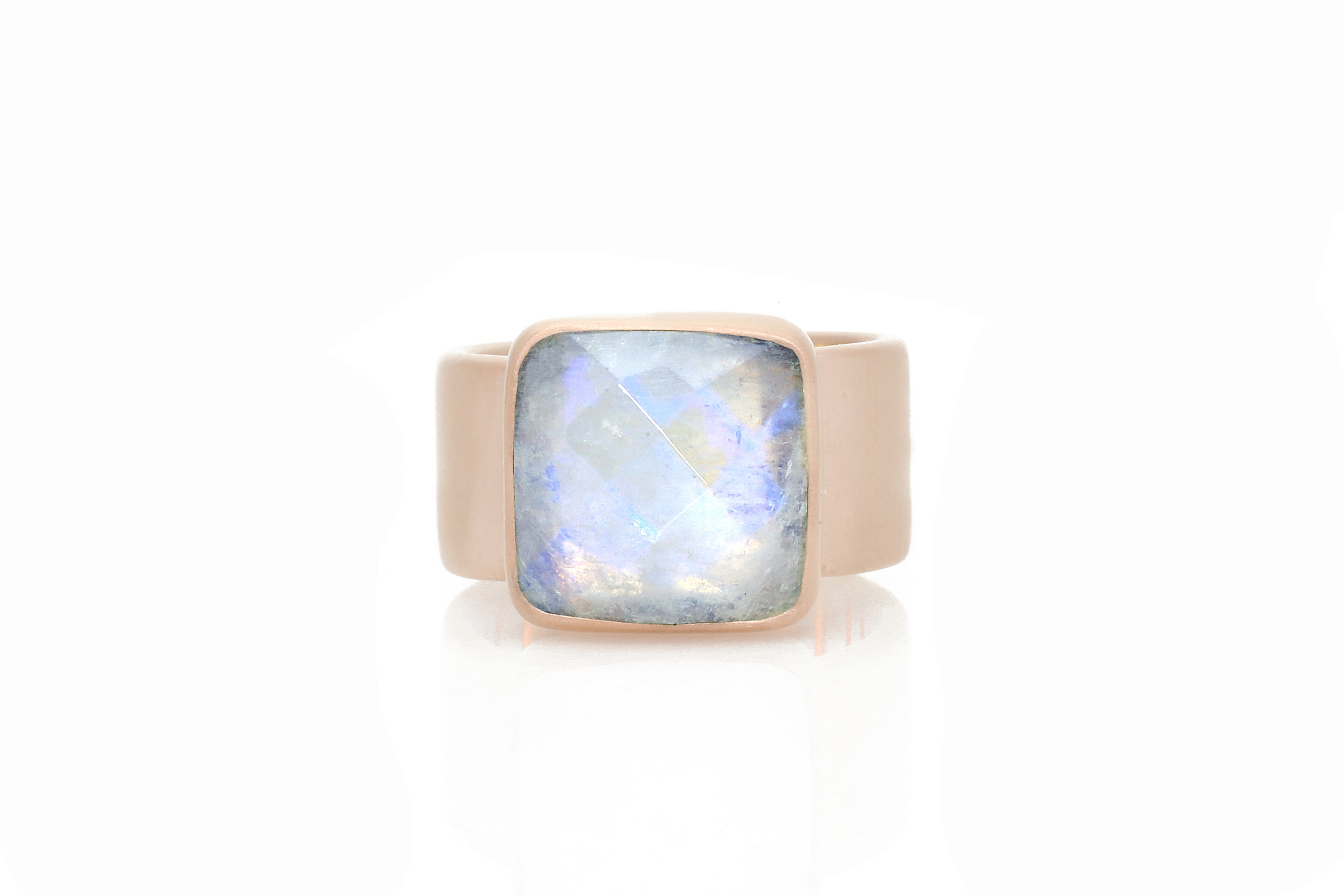 Square Cut Moonstone Thick Wide Band Gold Ring Rings Anemone Limited