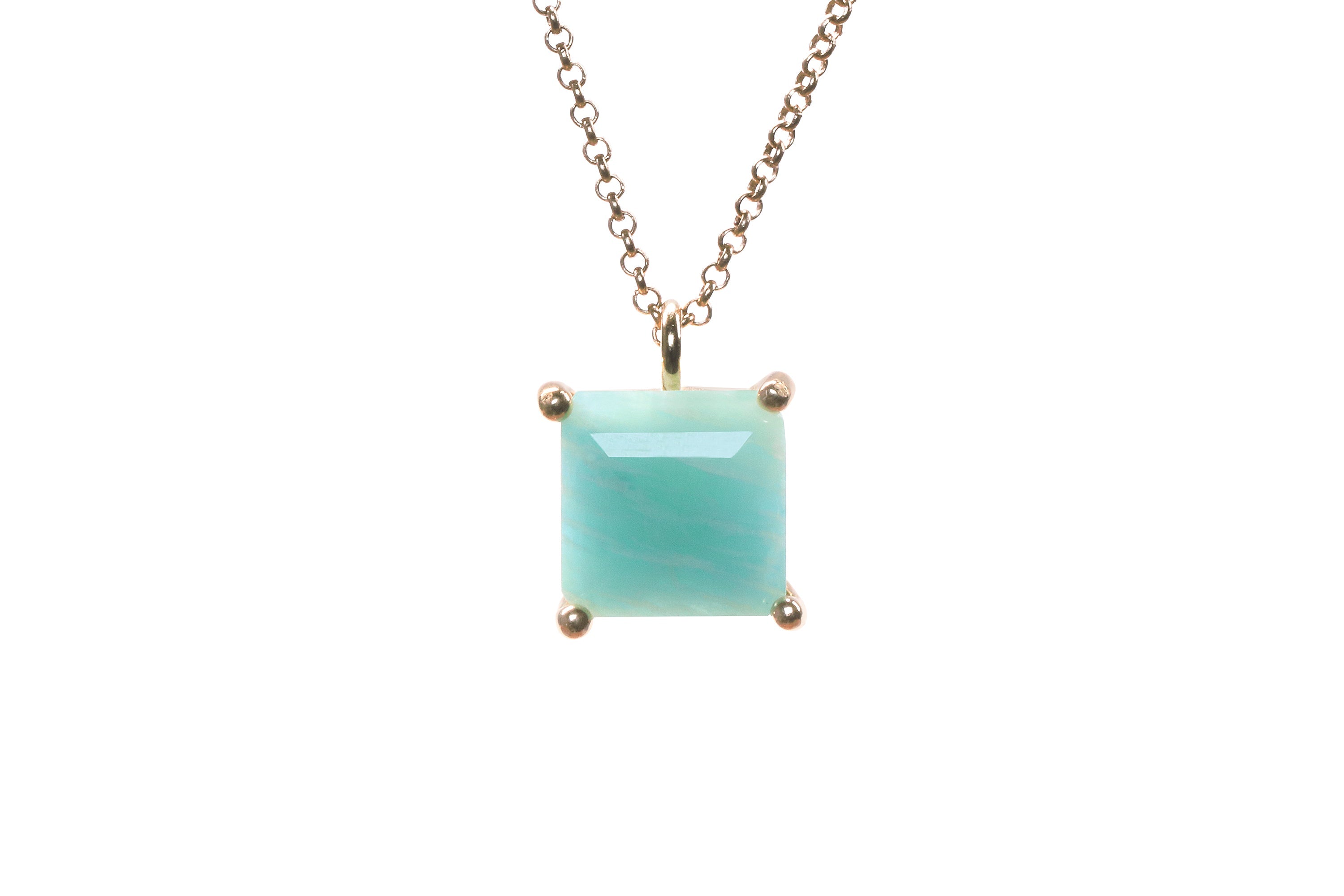 Square Amazonite Necklace in Gold necklaces Anemone Unique