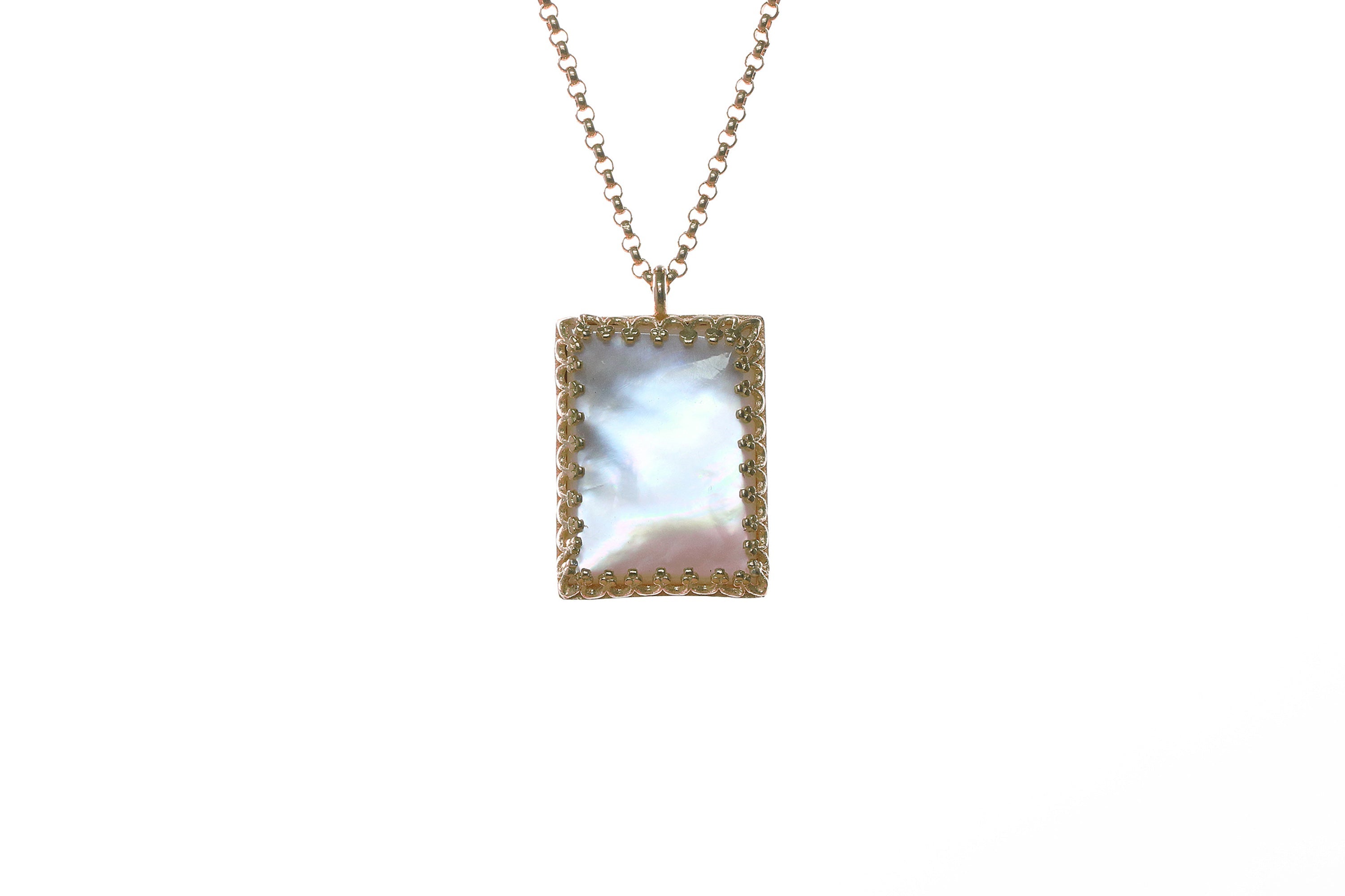 Exquisite Statement Mother of Pearl Gold Necklace necklaces Anemone Jewelry