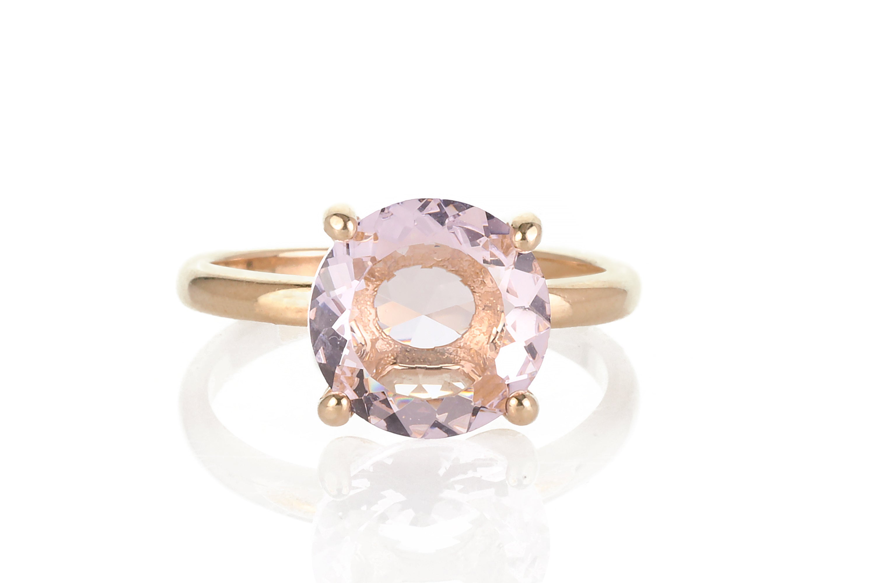 10mm Round Rose Quartz Rose Gold Ring Rings Anemone Unique