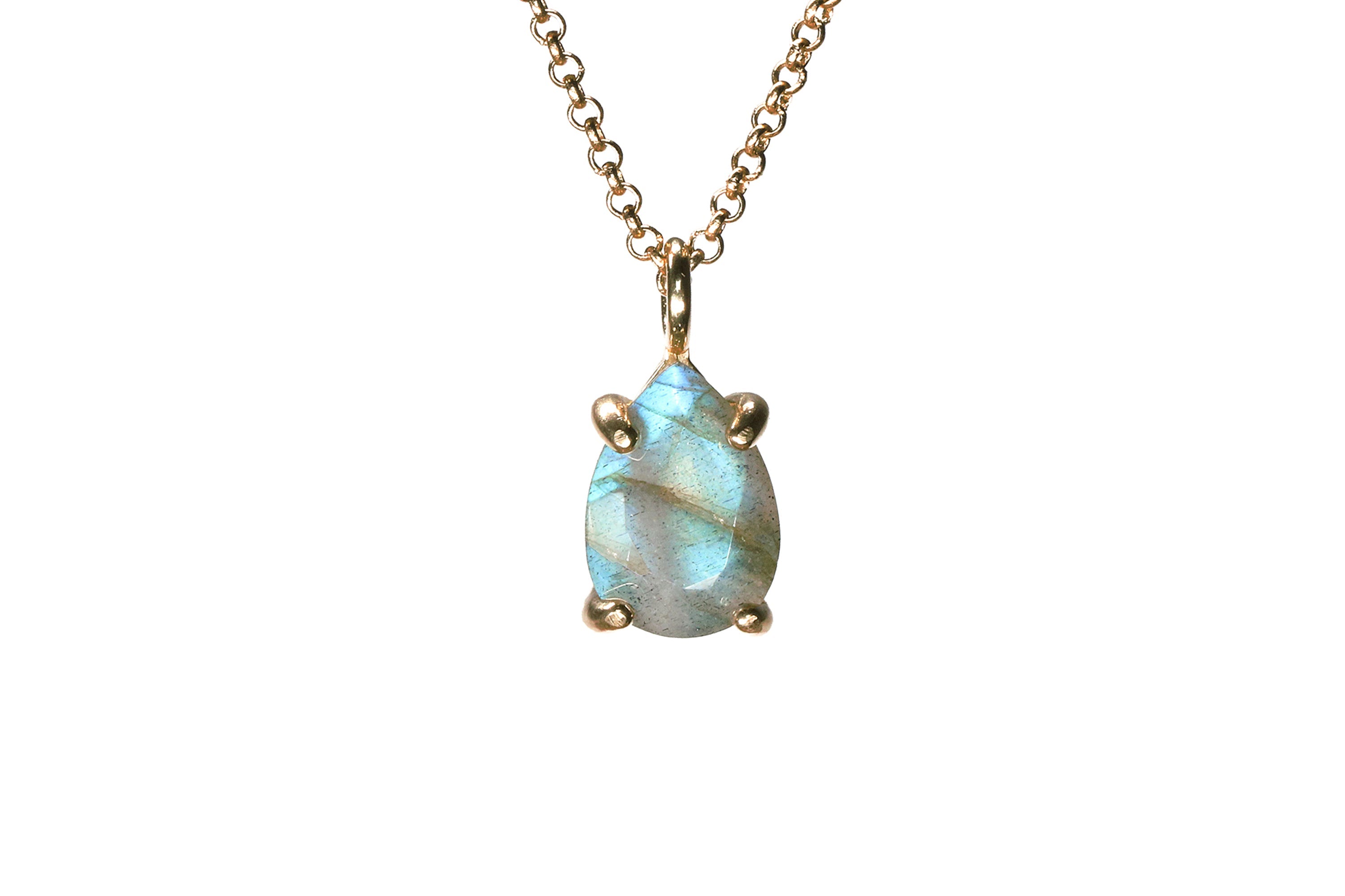 Pear Labradorite Pendant in Gold Necklace necklaces Anemone Unique