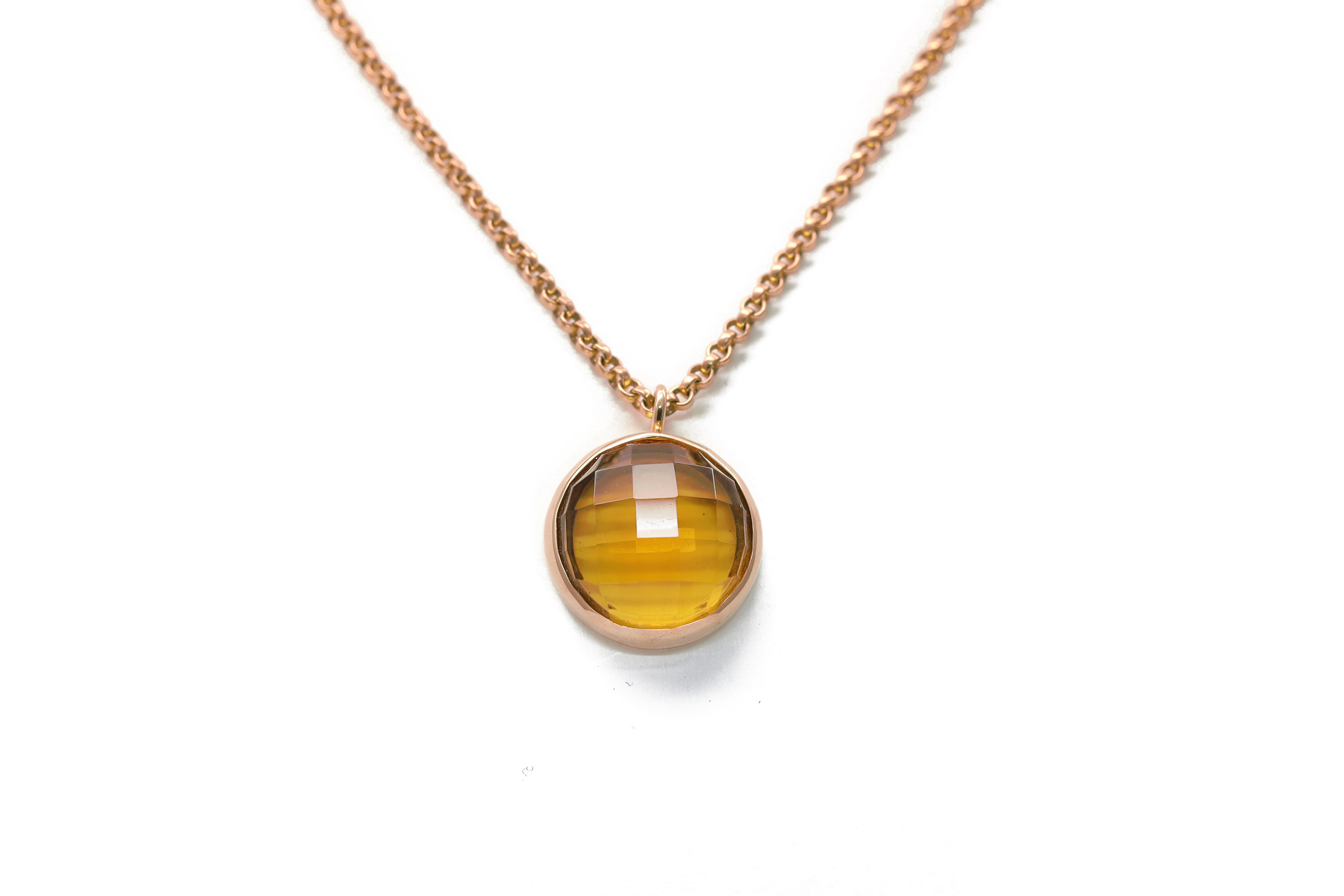 14k Gold Citrine Pendant Bezel Set Necklace necklaces Anemone Limited
