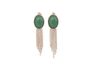 Dangle Earrings with Oval Bezel Set Green Aventurine Gemstone Earrings Anemone Limited