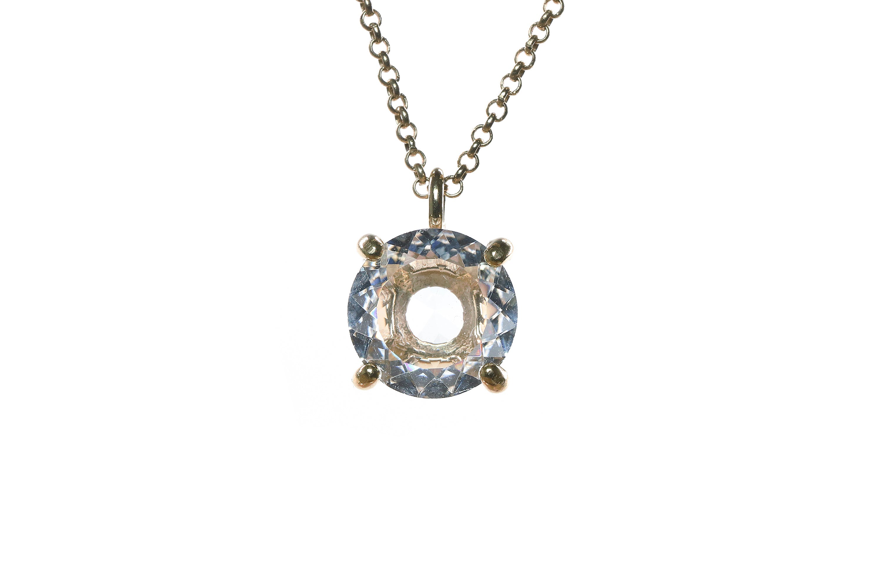 Round Crystal Quartz Gold Pendant Necklace necklaces Anemone Unique