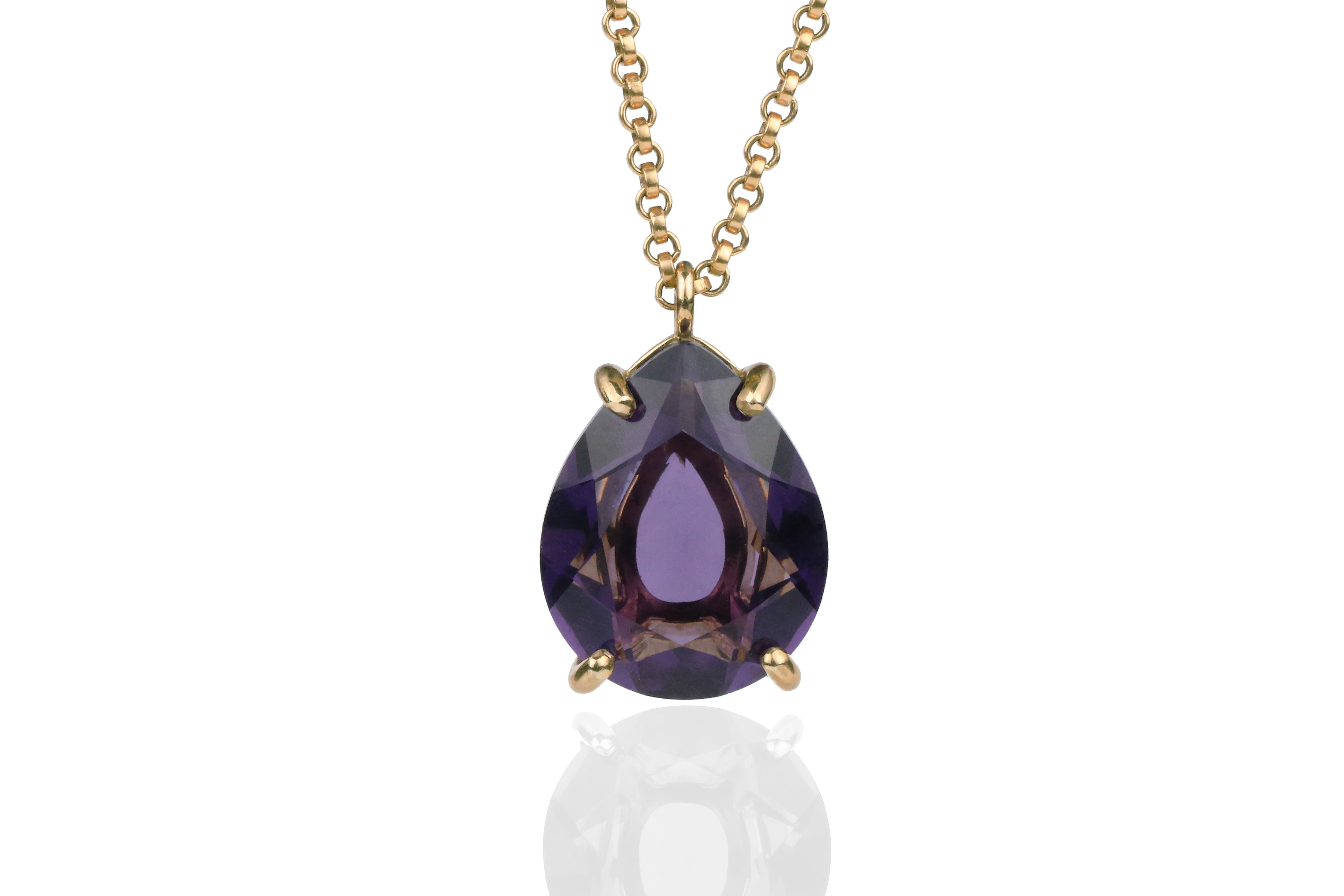 Pear Amethyst Gold Pendant Necklace necklaces Anemone Jewelry