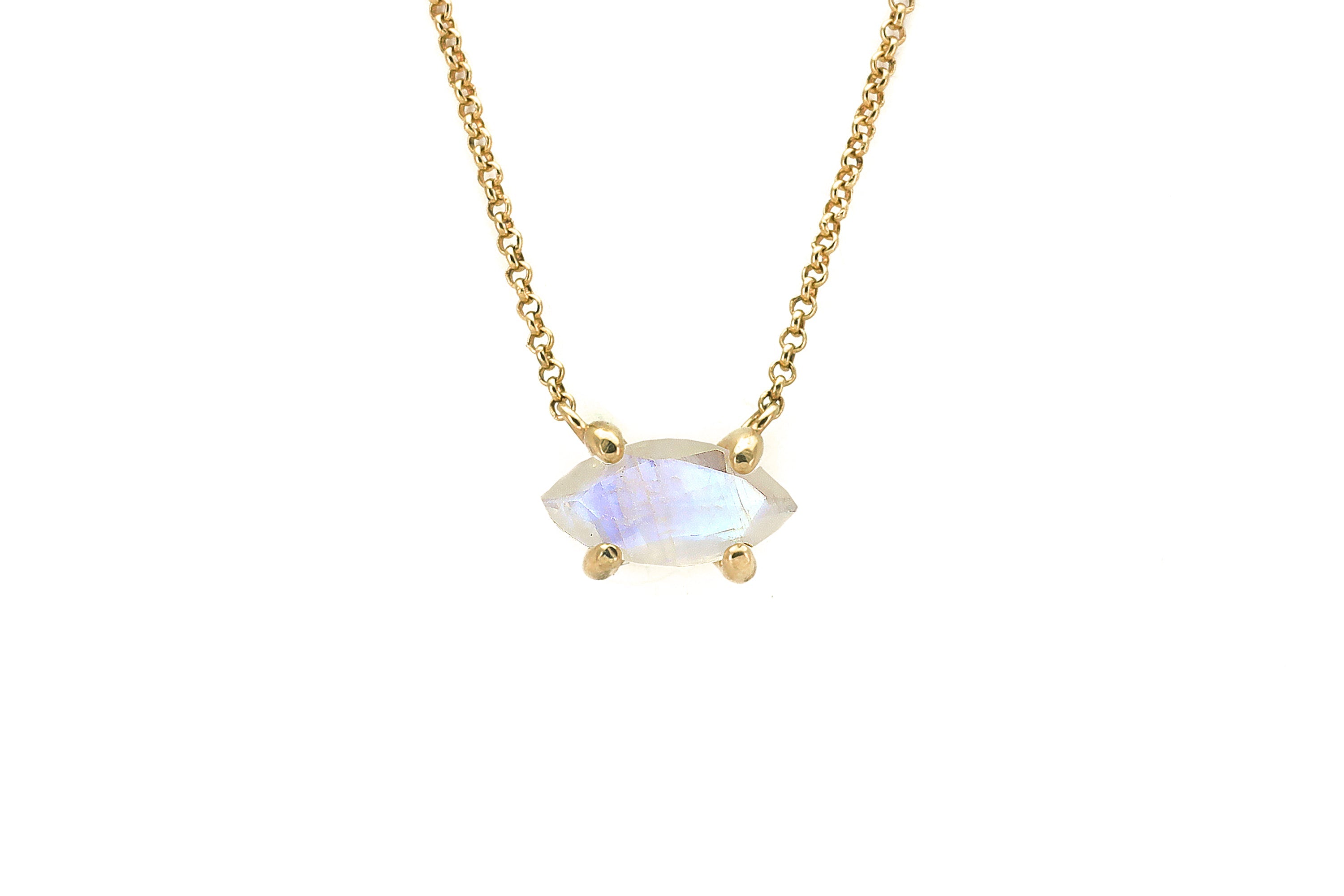 Marquise Cut Horizontal Moonstone Gold Pendant Necklace necklaces Anemone Unique