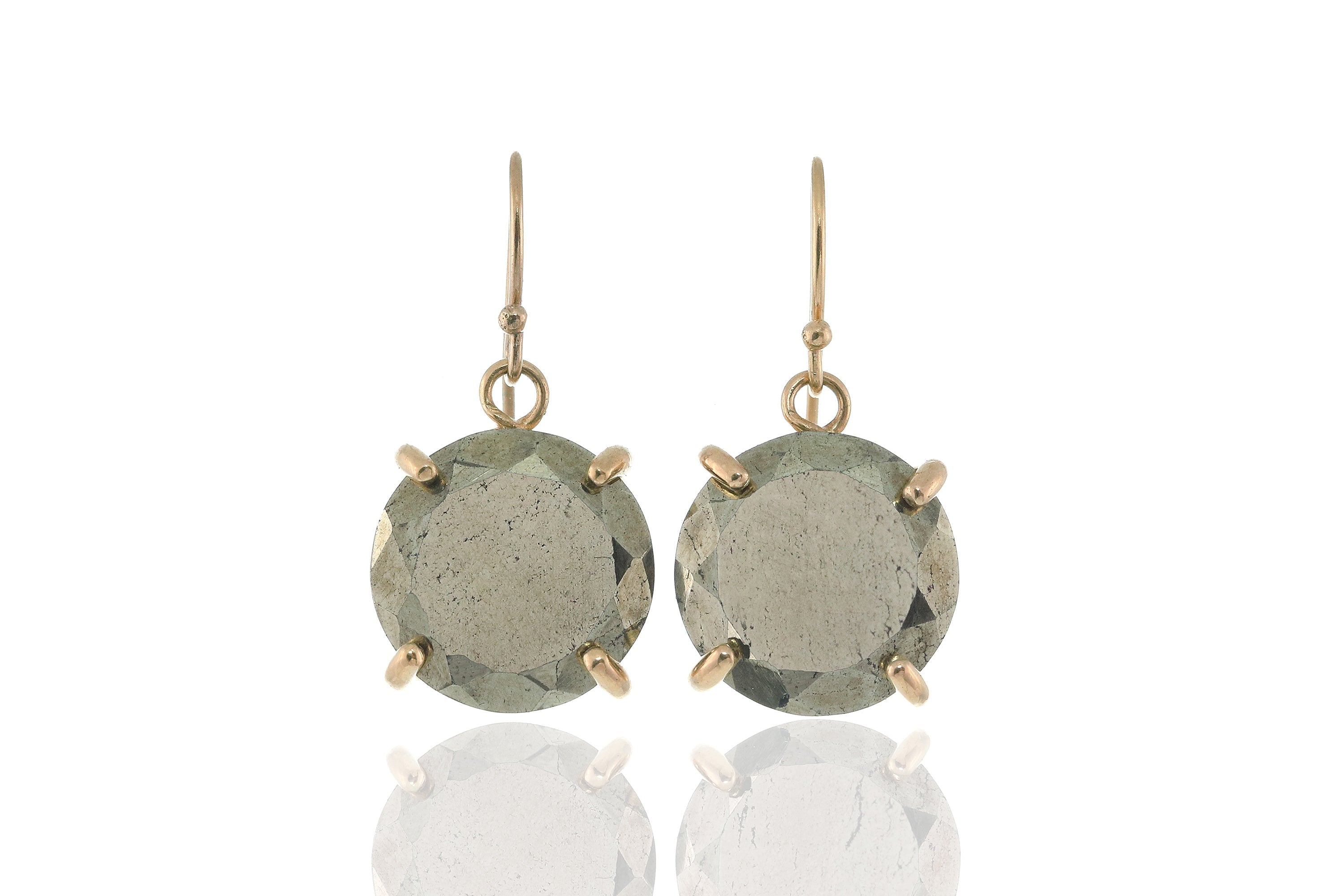 Statement Pyrite Stone Earrings in Gold Earrings Anemone Jewelry