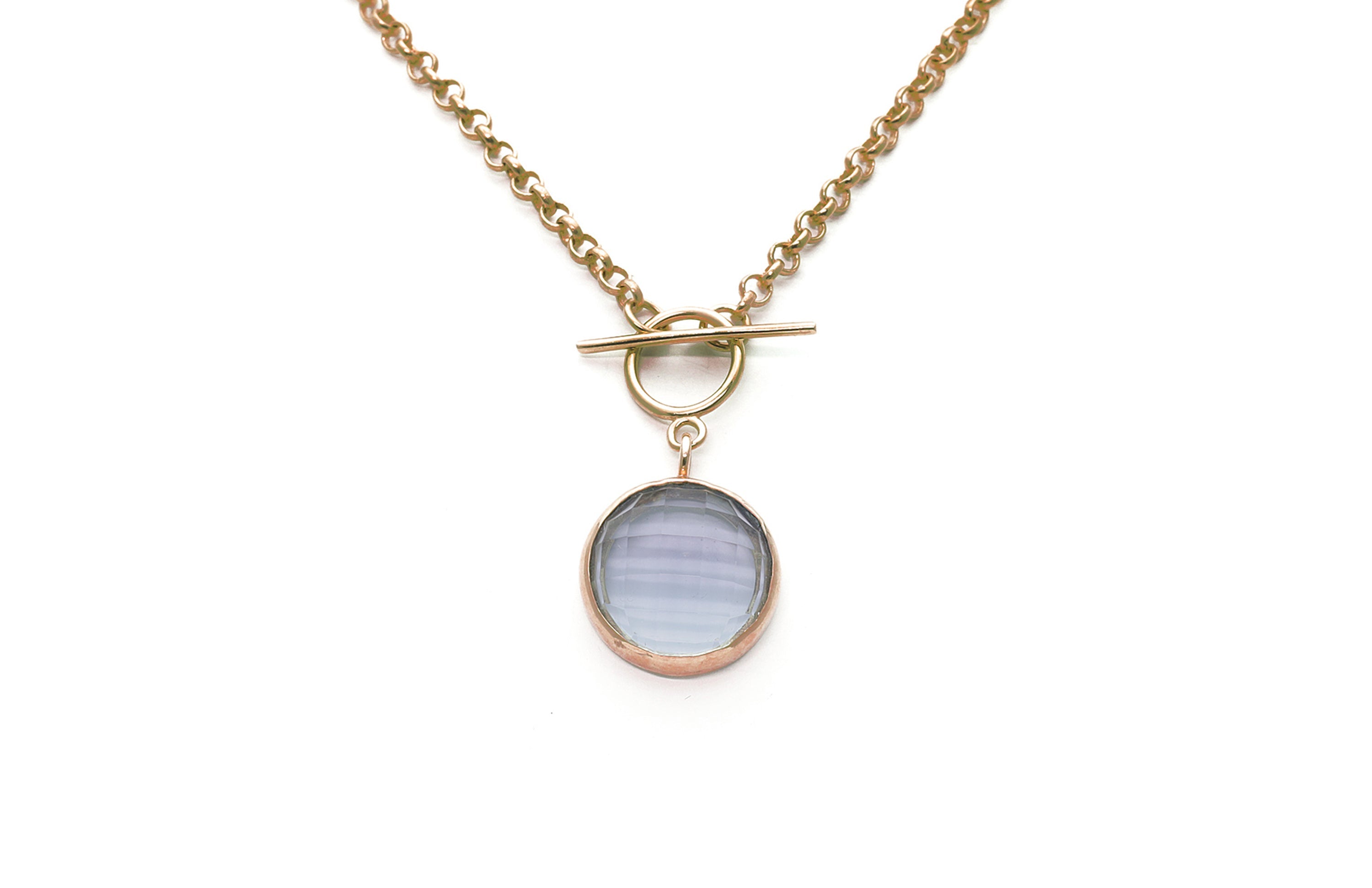 Tanzanite Toggle Gold Bezel Pendant Necklace necklaces Anemone Limited