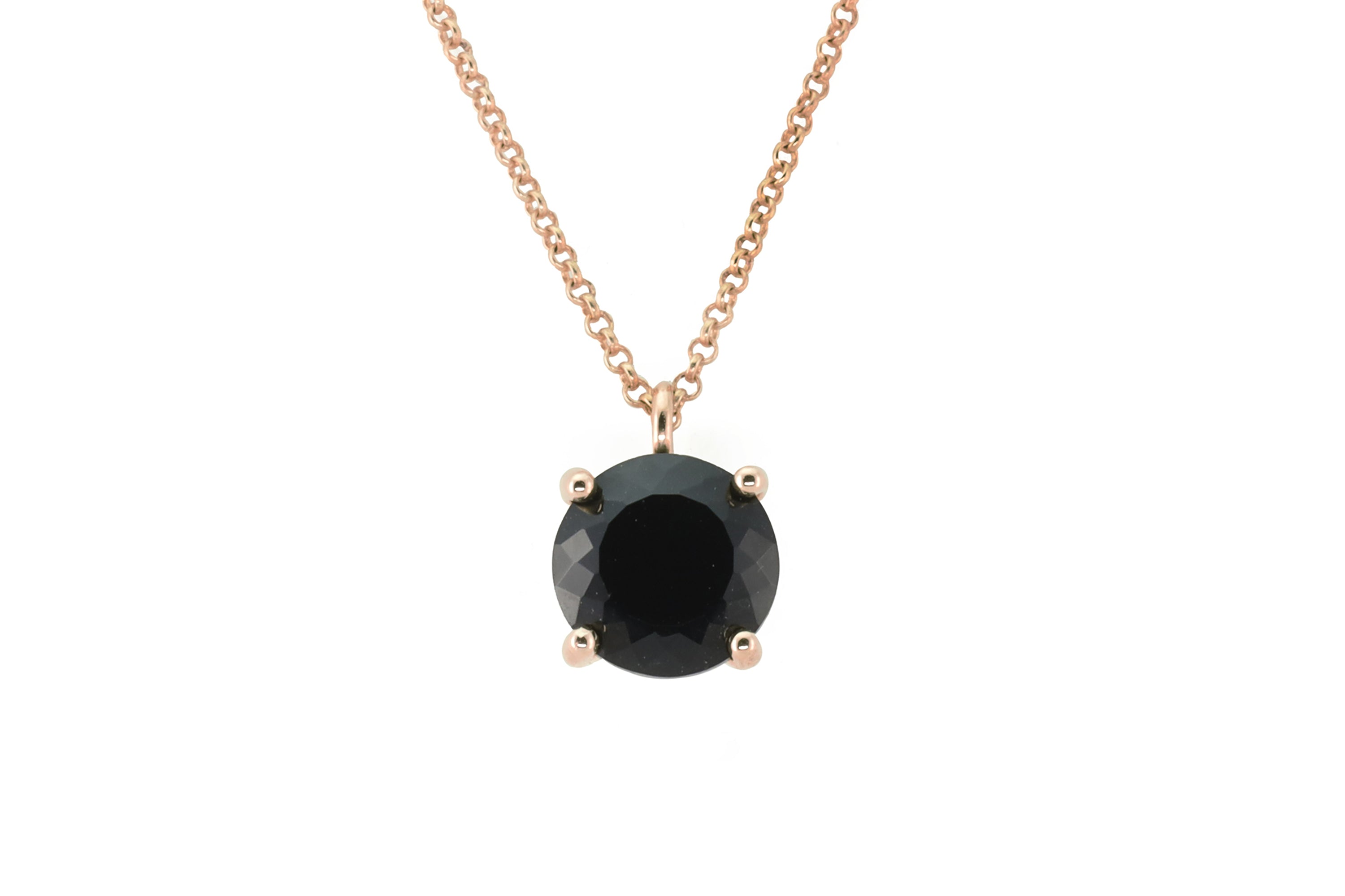 Natural Round Cut Black Onyx Gold Necklace necklaces Anemone Unique