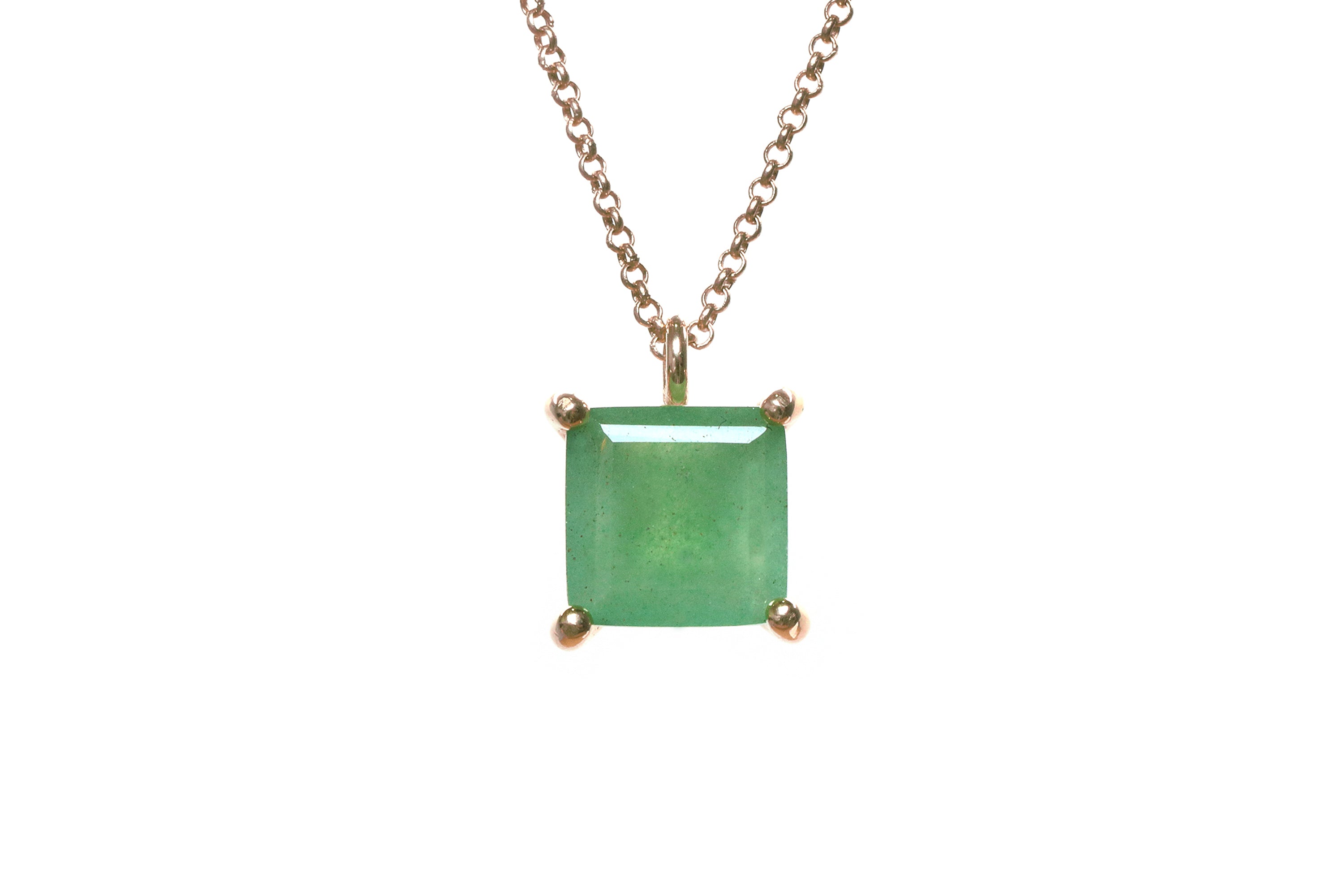 Vibrant Green Aventurine Gold Pendant Necklace necklaces Anemone Unique