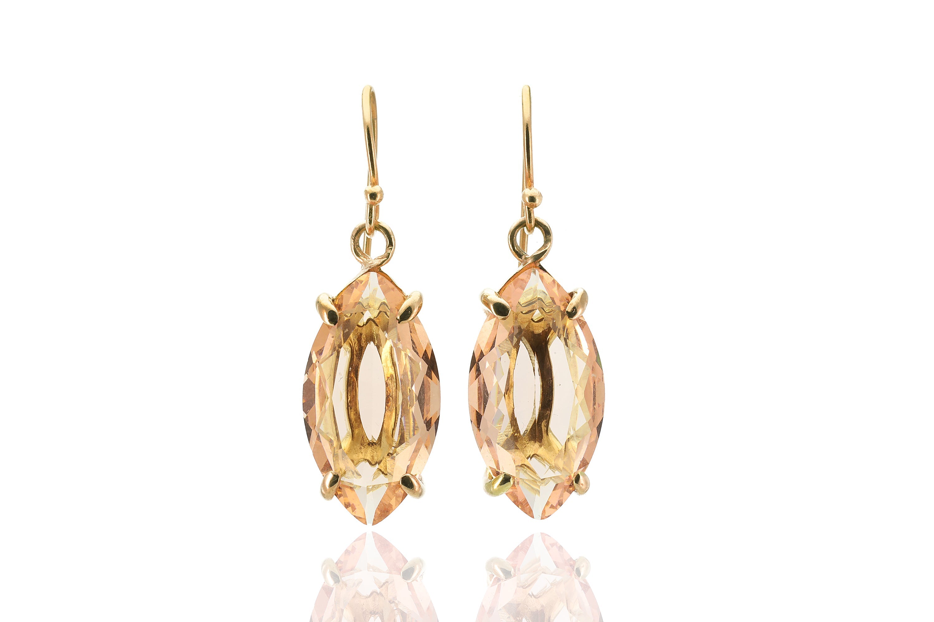 Marquise Morganite Gemstone Gold Earrings Earrings Anemone Jewelry