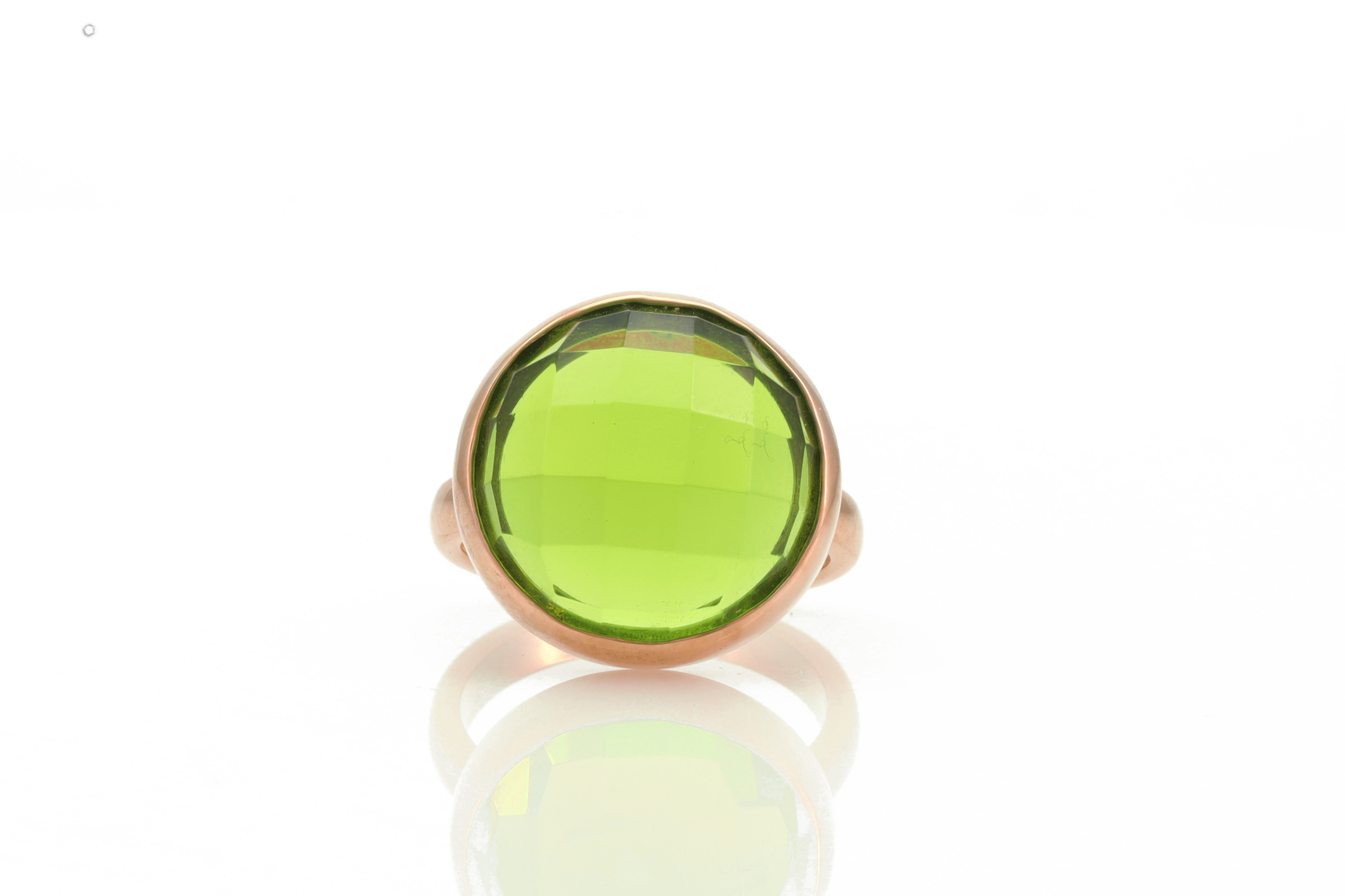 Rose Gold Bezel Set Peridot Statement Ring Rings Anemone Limited