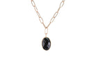 Rectangle Link Chain Necklace with Black Onyx Oval Pendant necklaces Anemone Limited