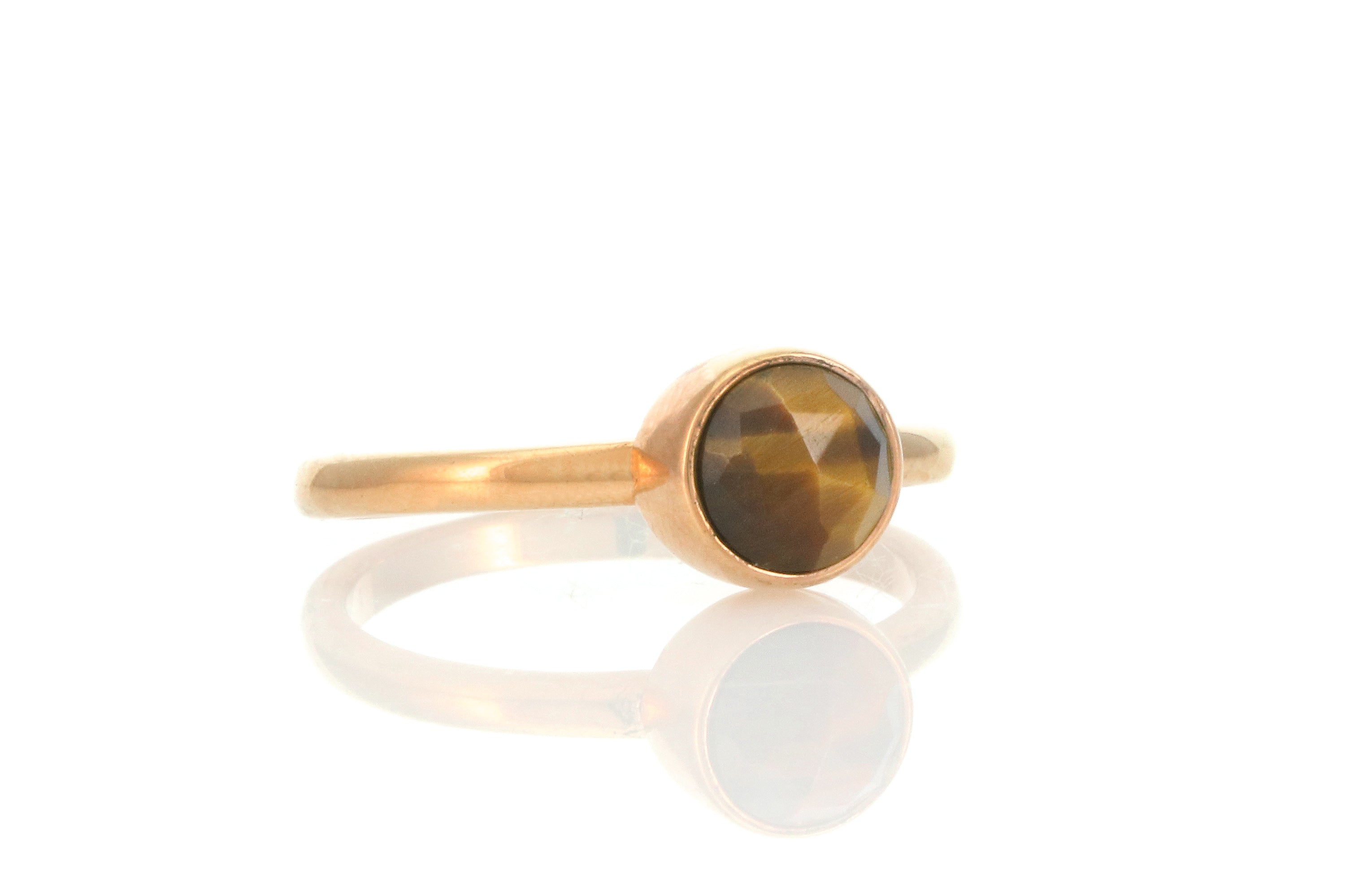 Gold Tiger Eye Bezel Set Statement Ring Rings Anemone Limited