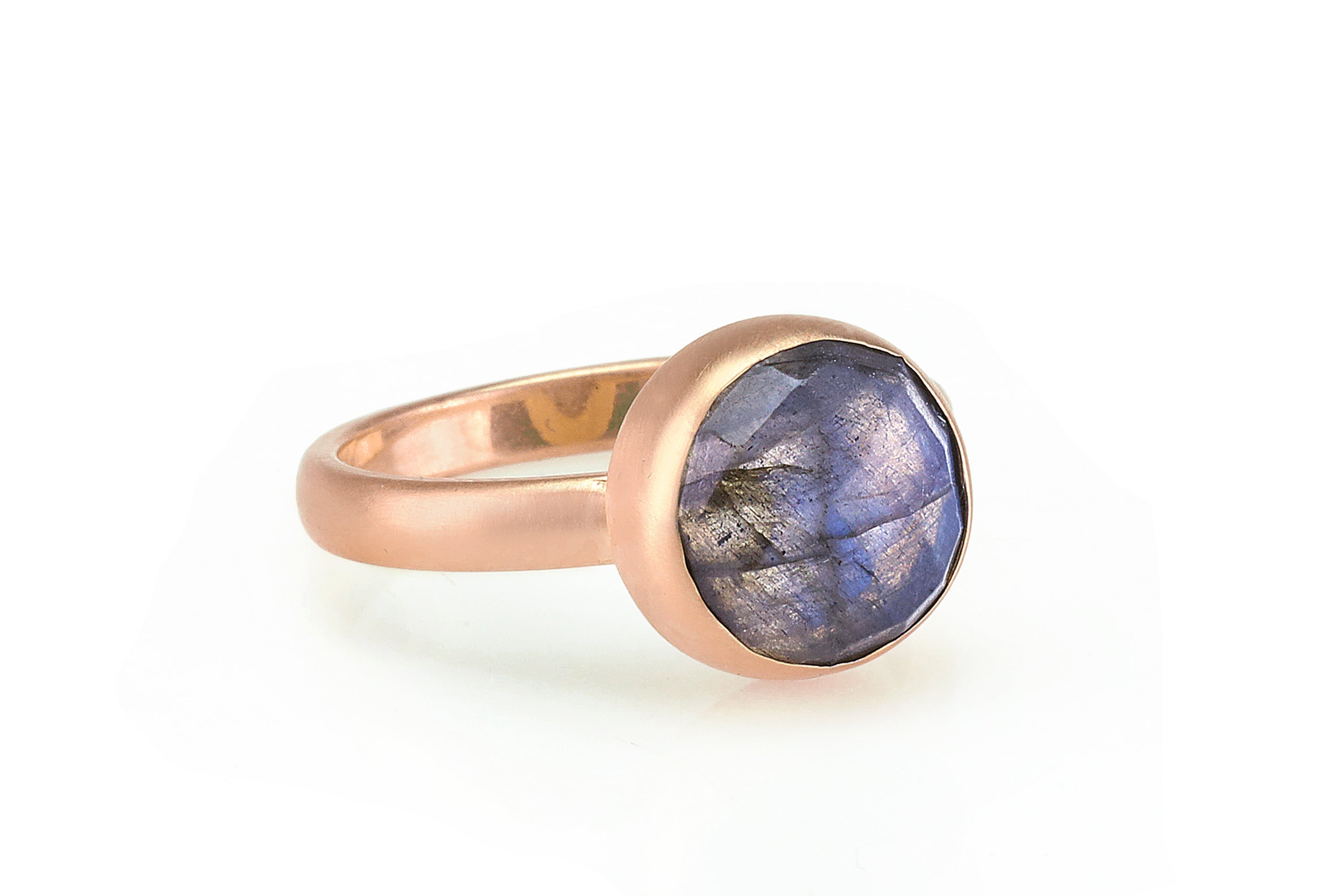 Round Faceted Labradorite Gold Ring Rings Anemone Limited