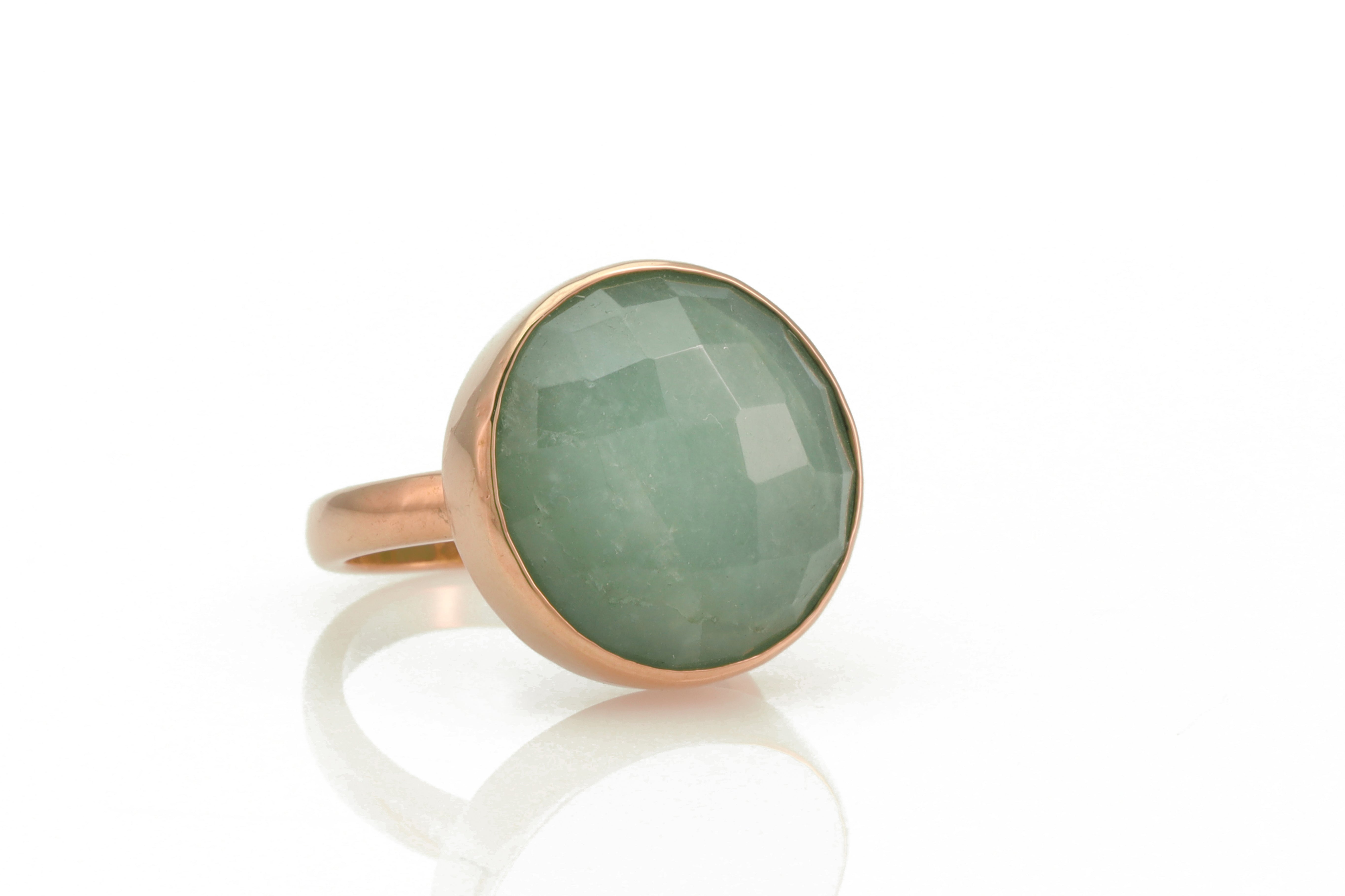 Rose Gold Aquamarine Birthstone Bezel Set Ring Rings Anemone Limited