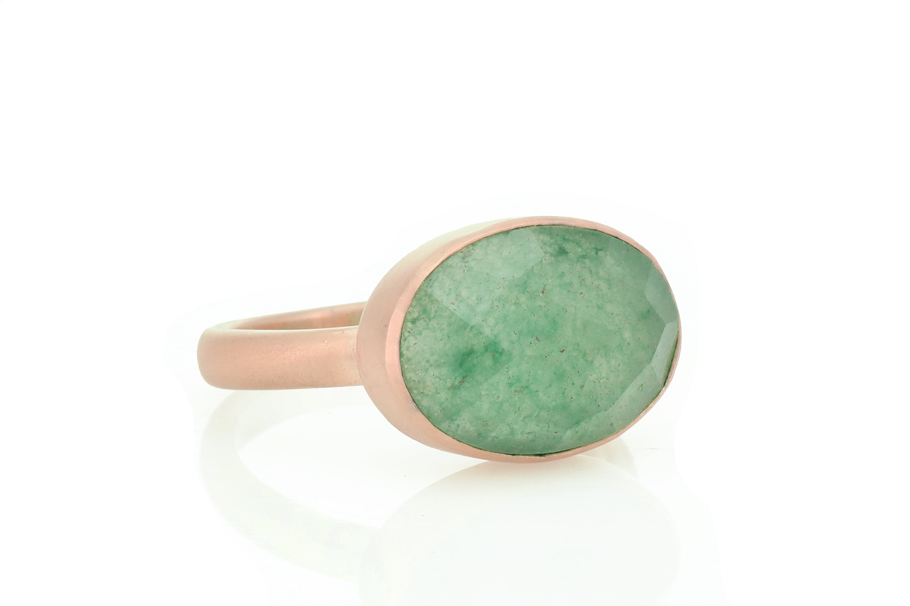 Brushed Gold Green Aventurine Ring Rings Anemone Limited