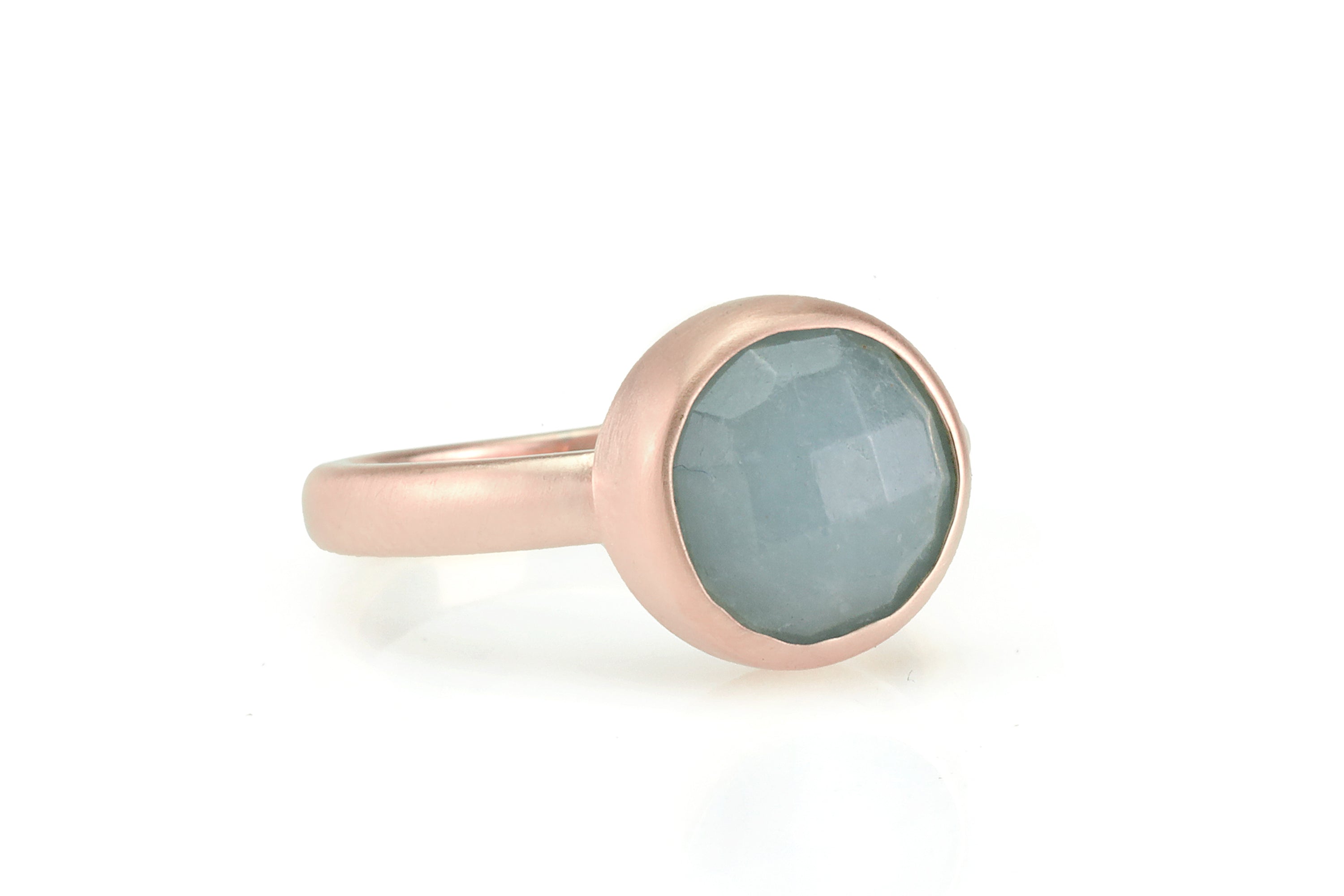 Round Bezel-Set Aquamarine Gold Ring Rings Anemone Limited