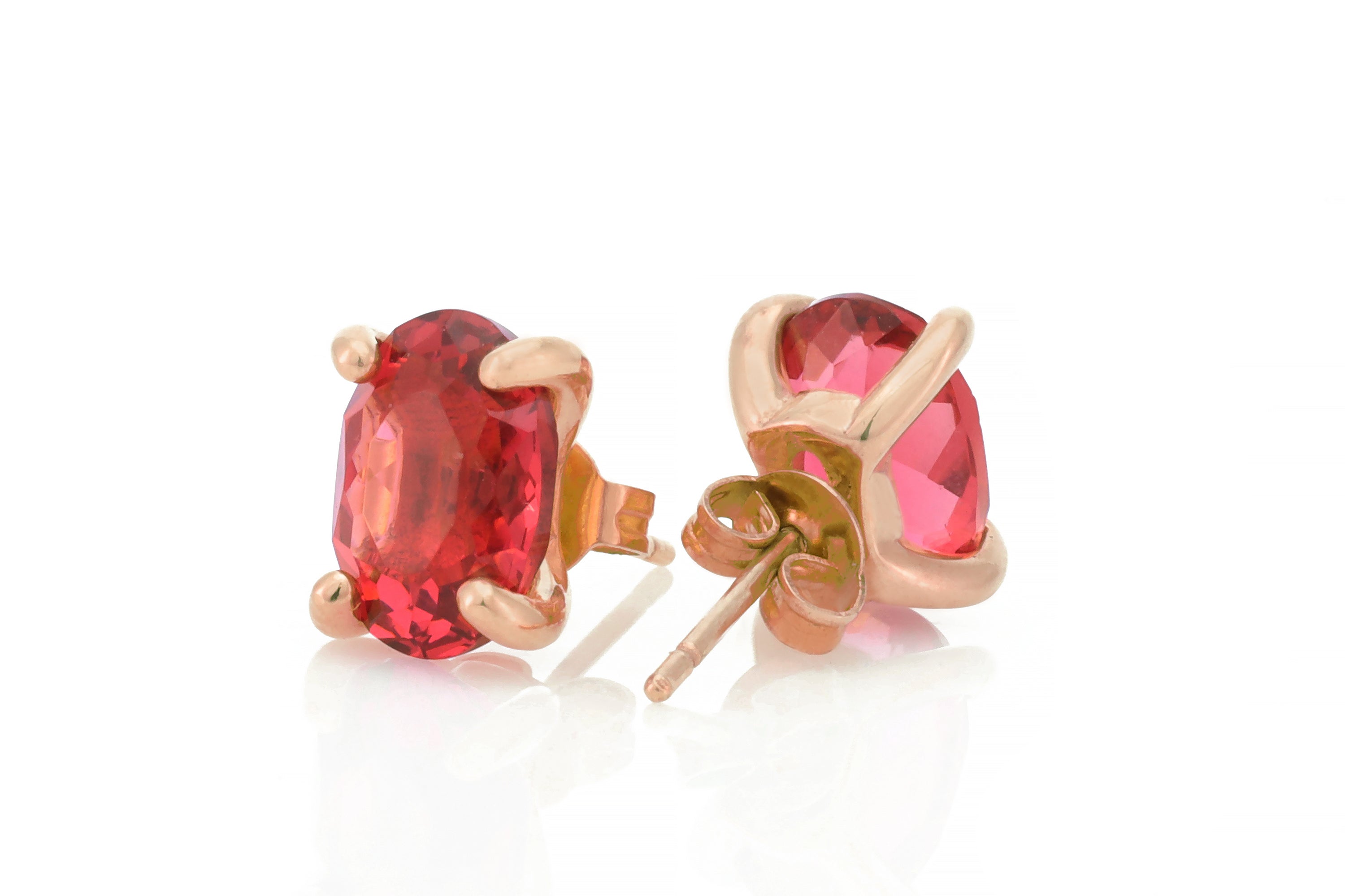 Pink Tourmaline Oval Cut Gold Stud Earrings Earrings Anemone Unique