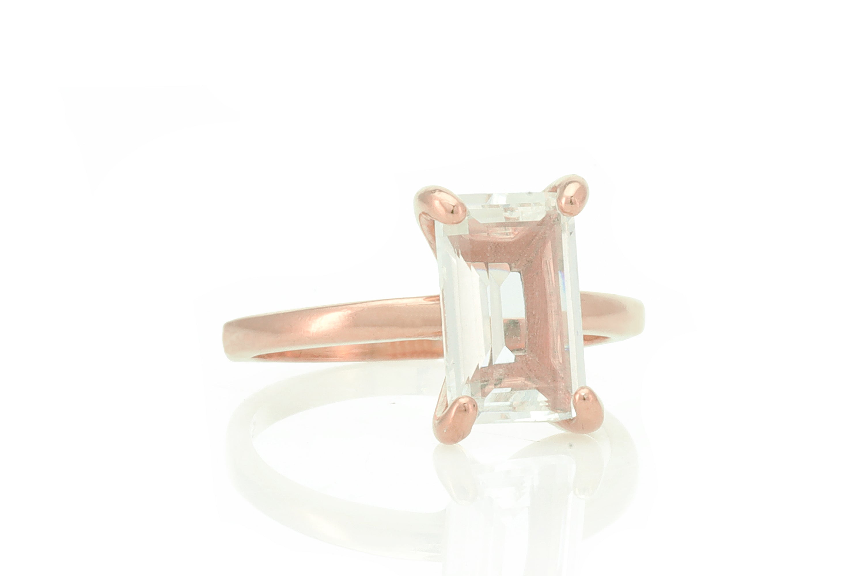 Clear Quartz Ring in 14k Rose Gold Rings Anemone Unique