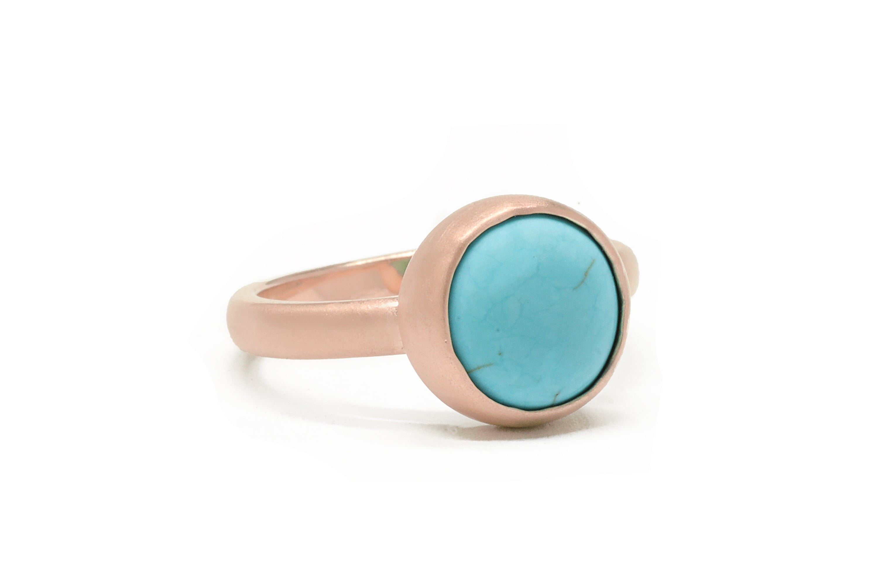 Gold Bezel Round Stackable Turquoise Ring Rings Anemone Limited
