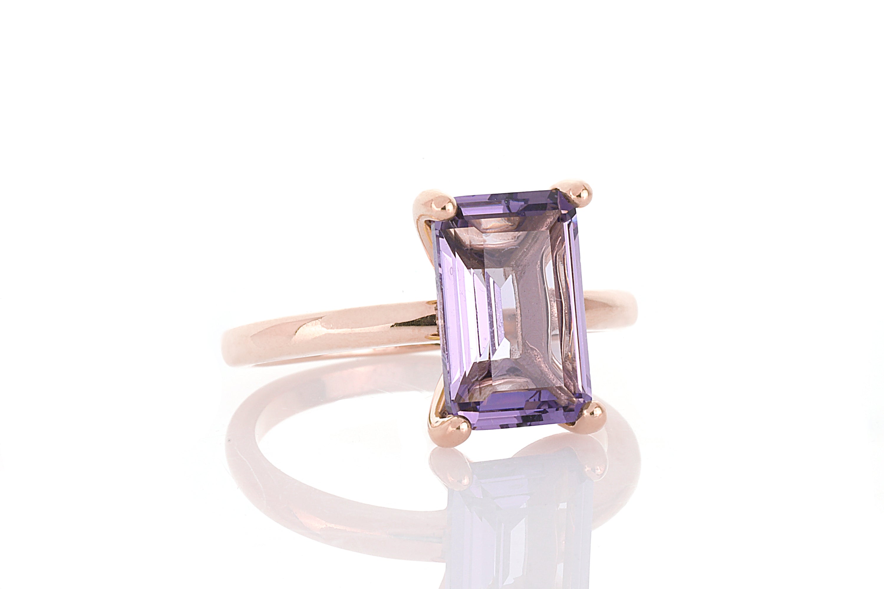14K Gold-filled Rectangle Amethyst Ring Rings Anemone Unique