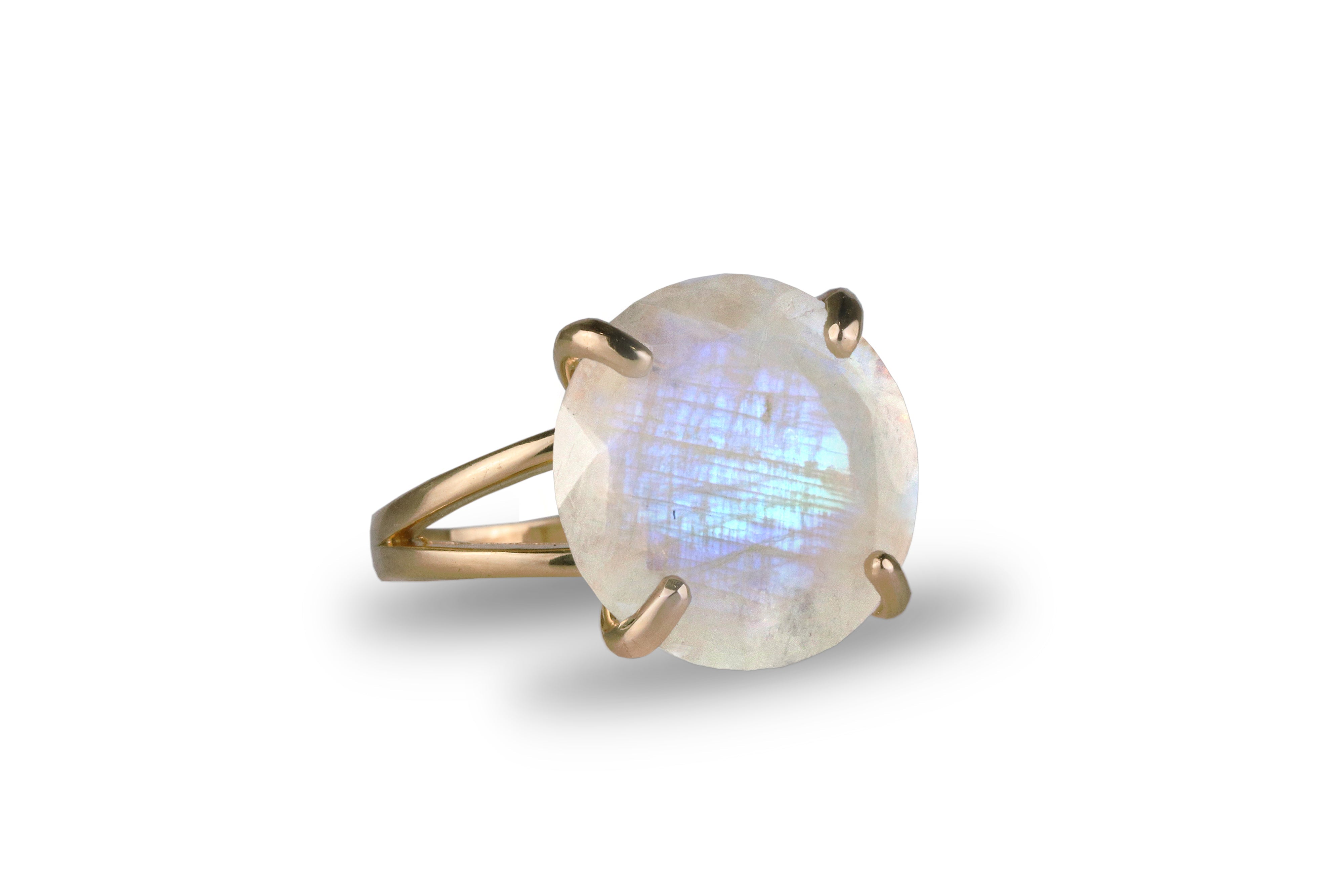 Round Moonstone Statement Ring in Gold Rings Anemone Jewelry