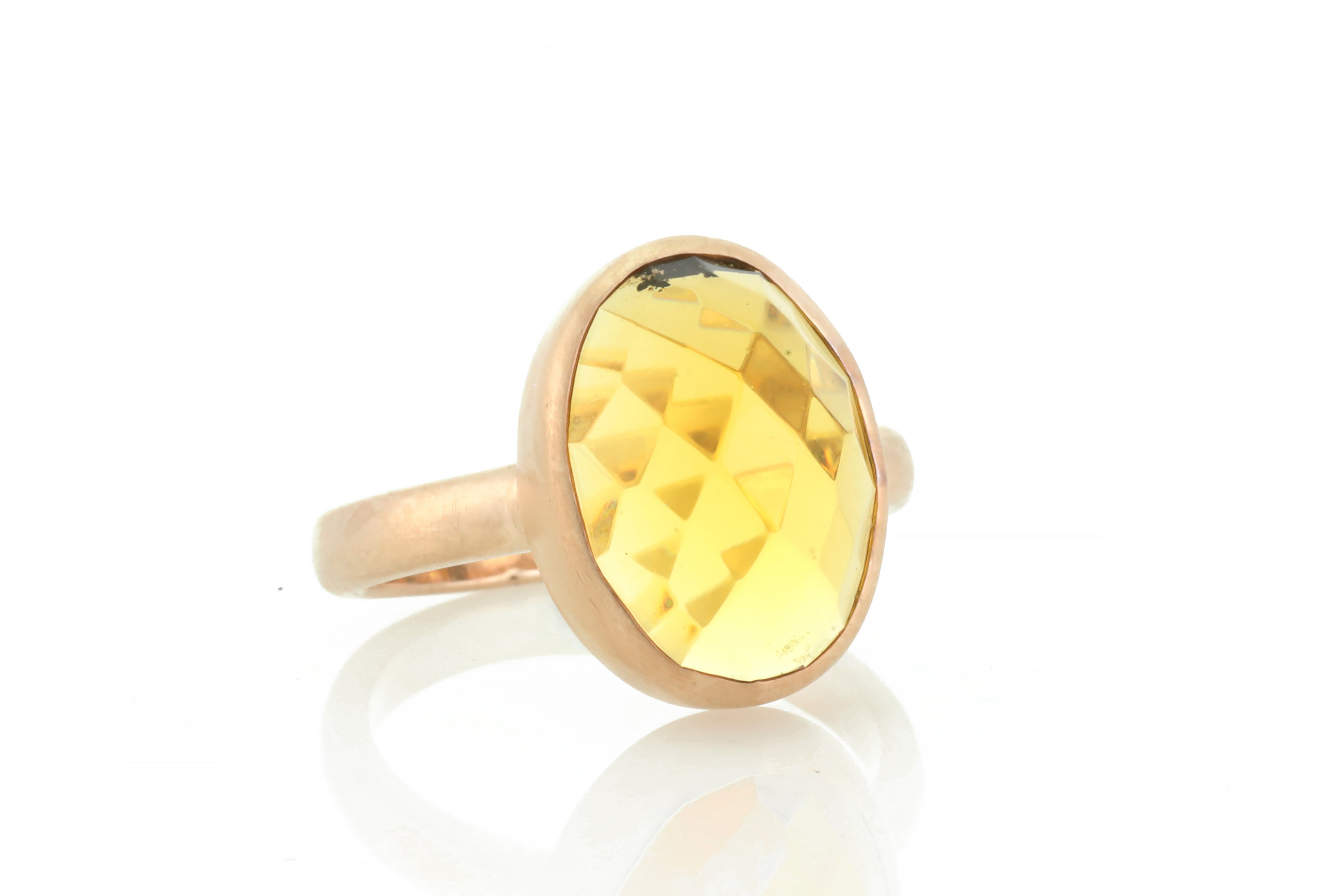 Elegant Gold Oval Citrine Bezel Ring Rings Anemone Limited