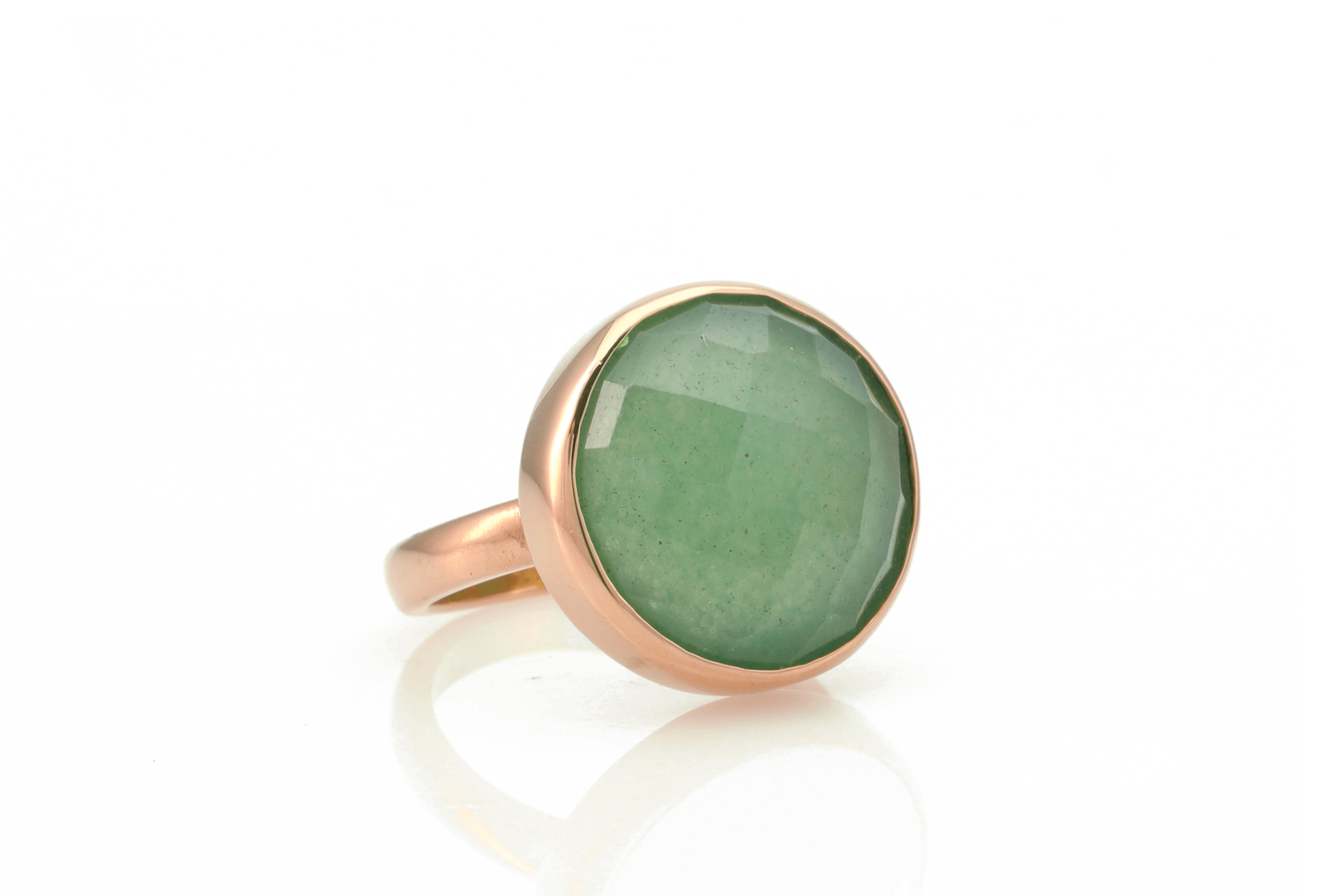 Large Bezel Set Aventurine Statement Ring in Gold Rings Anemone Limited