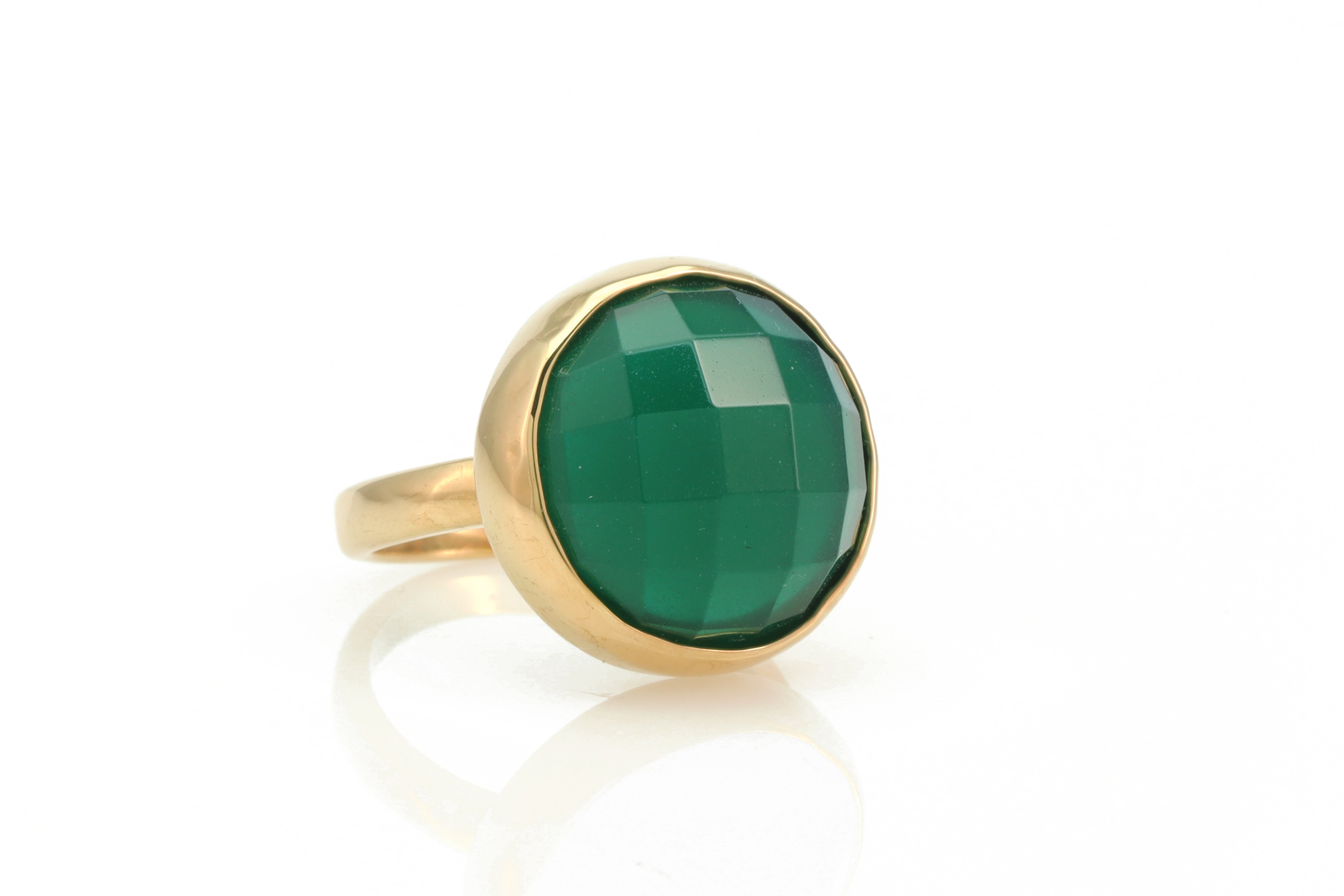 Semiprecious Green Onyx 14k Gold Bezel Set Ring Rings Anemone Limited