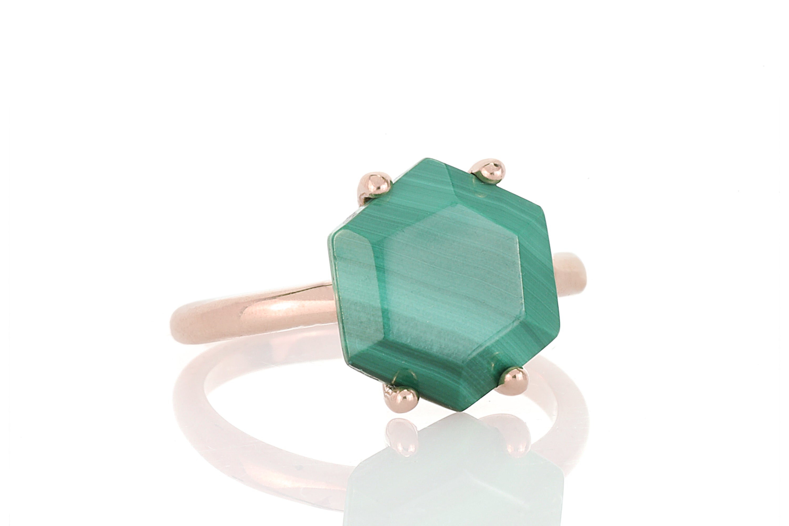 Luxurious Gold Malachite Solitaire Ring Rings Anemone Unique