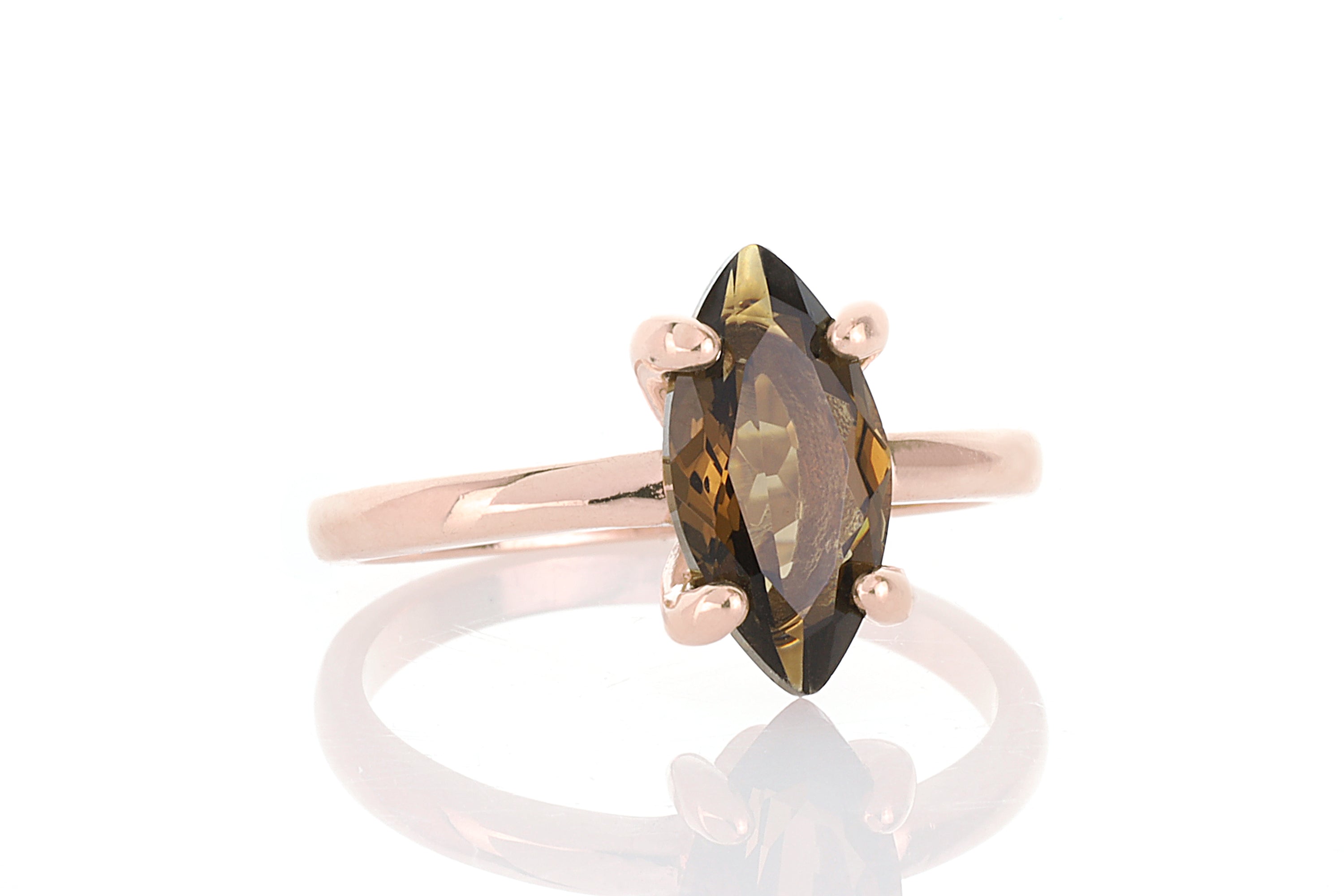 Rose Gold Ring with Smoky Quartz Gemstone Rings Anemone Unique