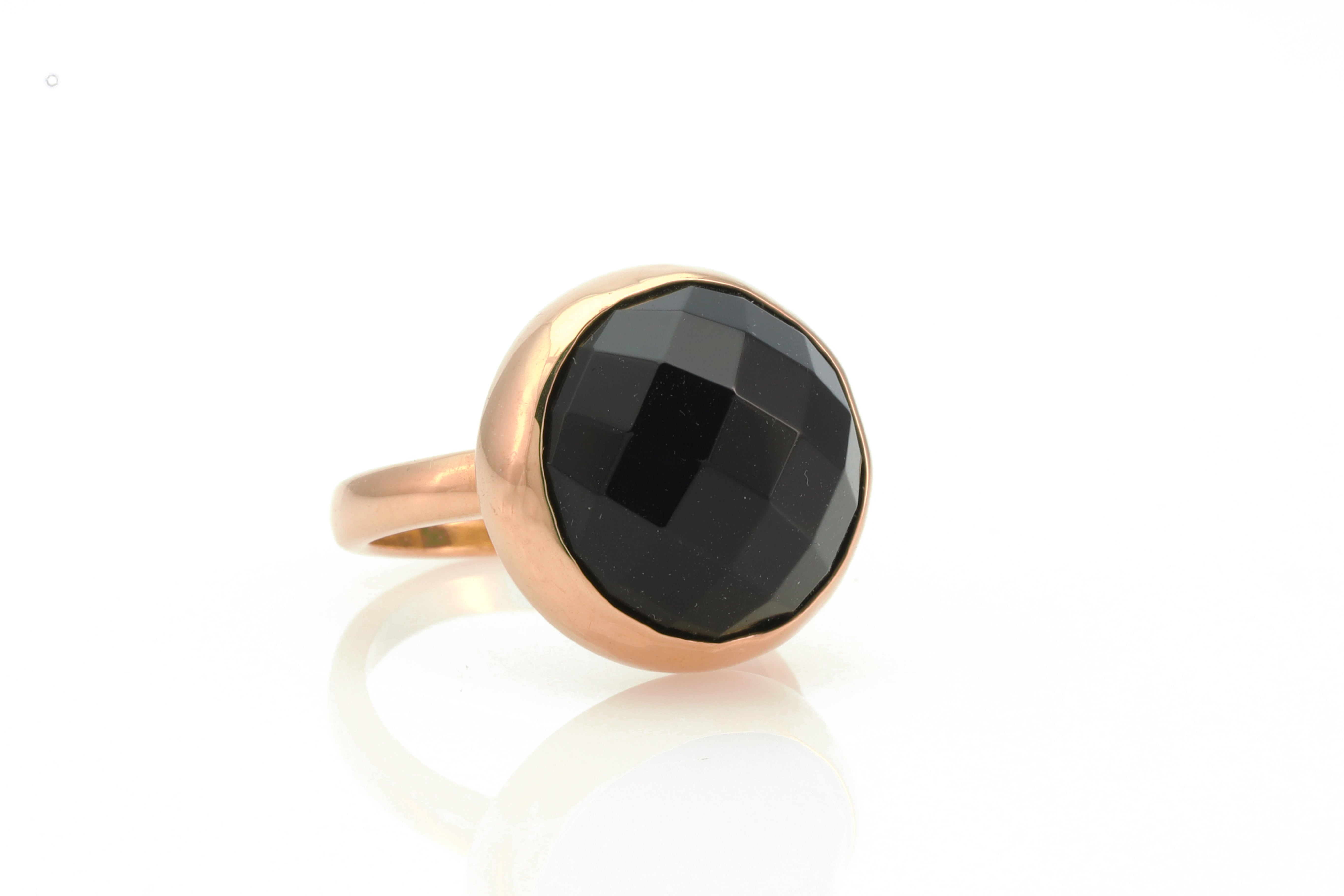 Black Onyx Bezel Set Statement Gold Stacking Ring Rings Anemone Limited