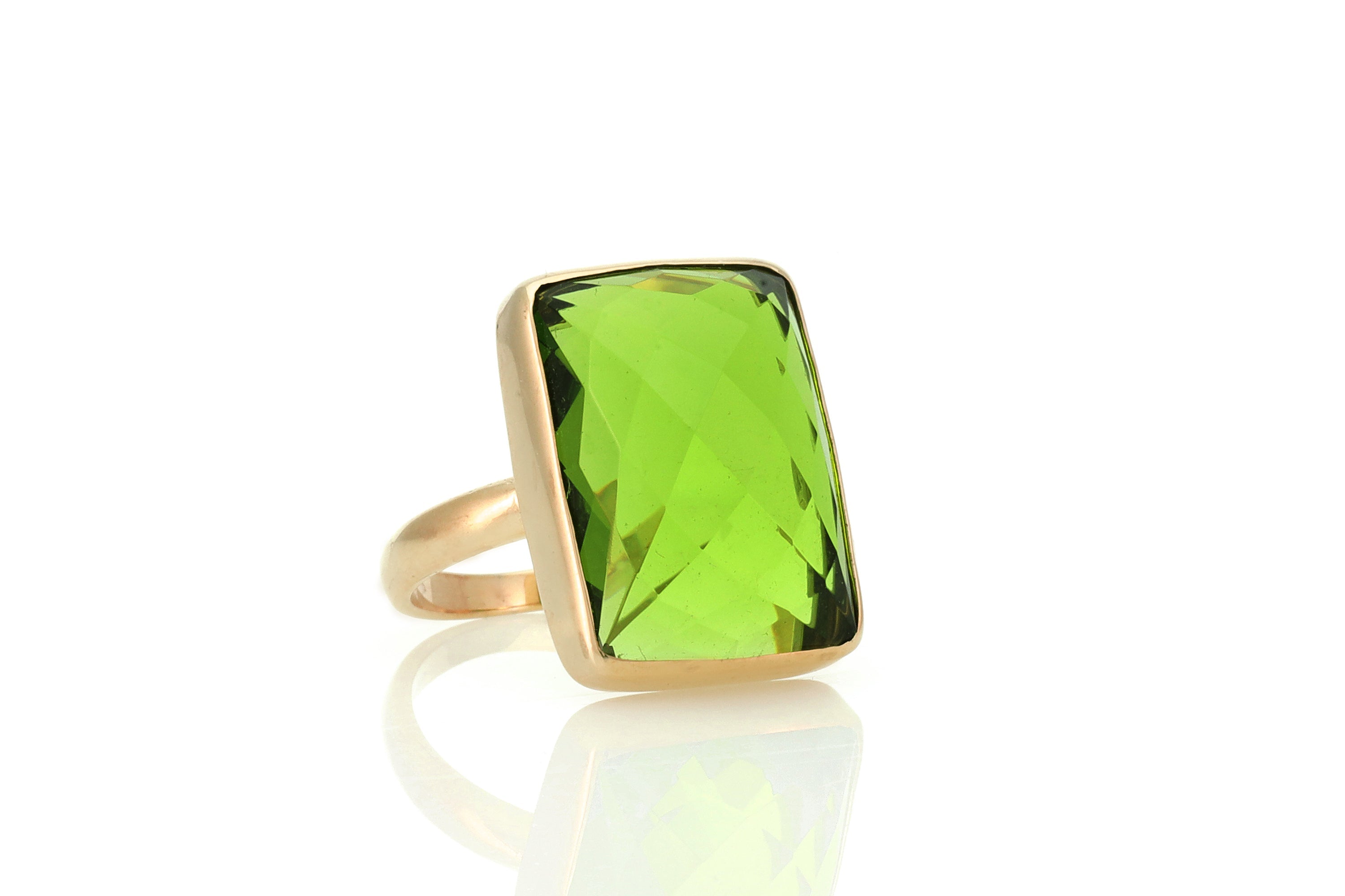 Bezel Set Rectangle Peridot Gold Filled Ring Rings Anemone Limited