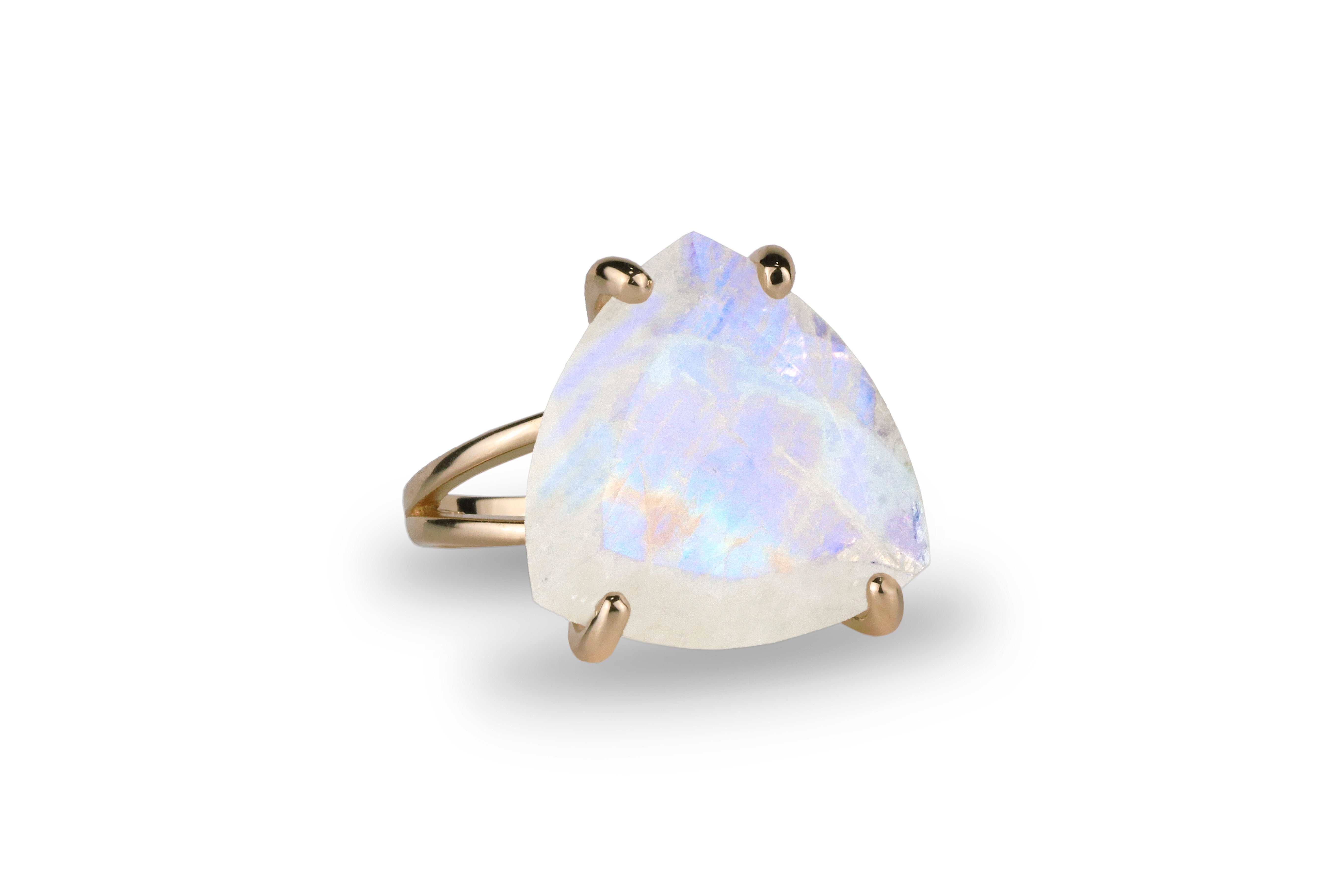 Trillion Statement Moonstone Gold Ring Rings Anemone Jewelry