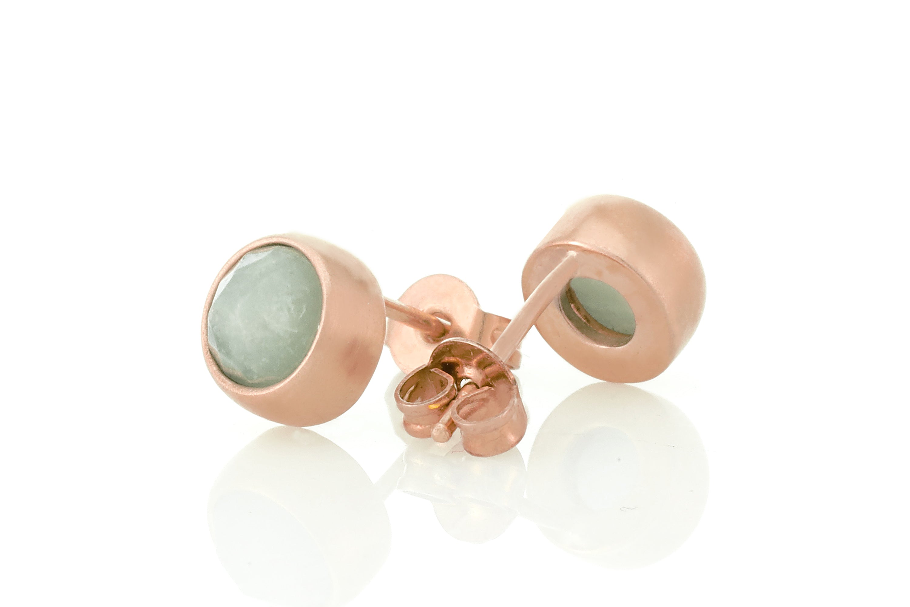 Dainty Round Aquamarine Gold Stud Earrings Earrings Anemone Limited