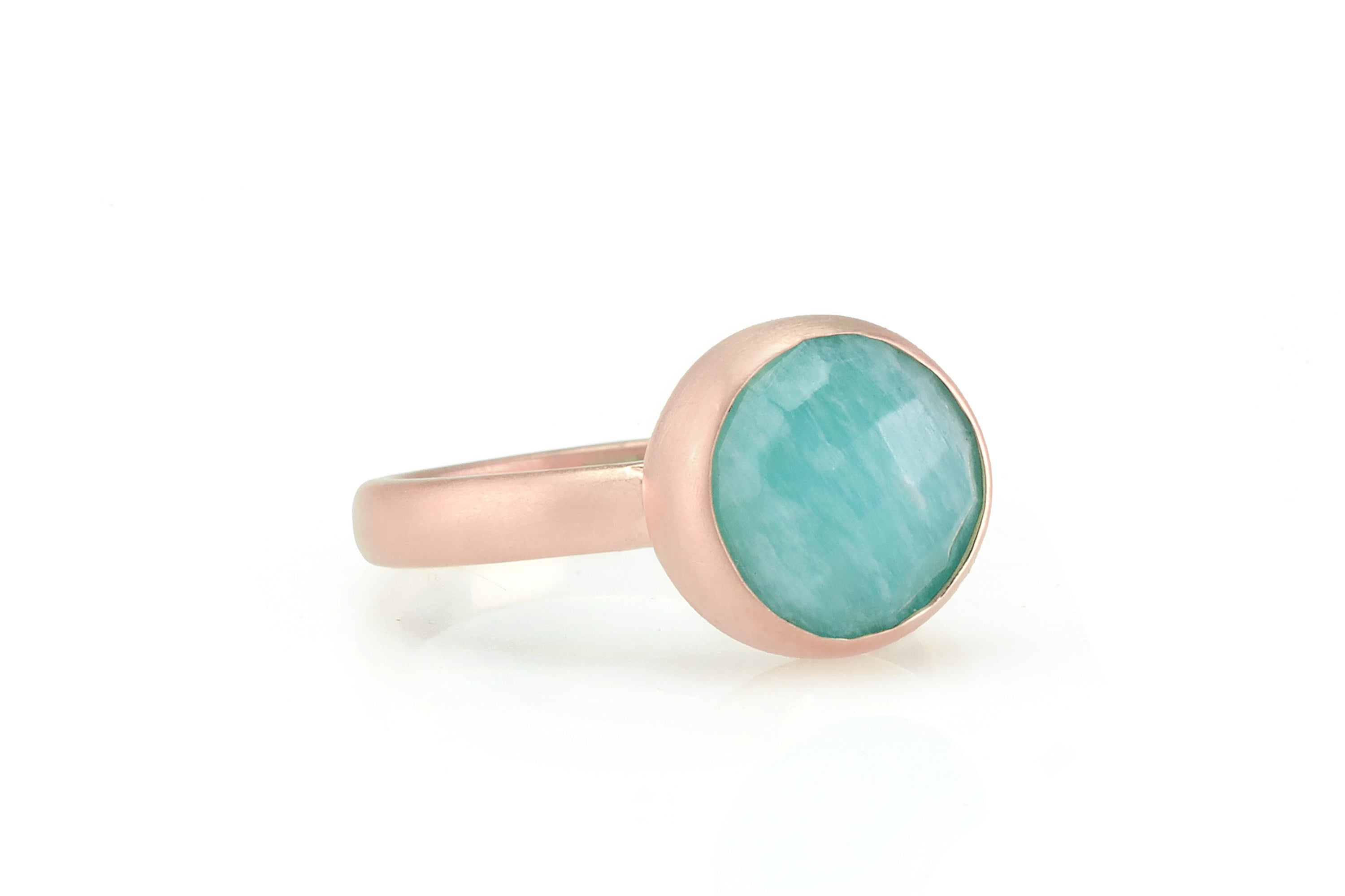 Gold Bezel Ring with Round Cut Amazonite Rings Anemone Limited