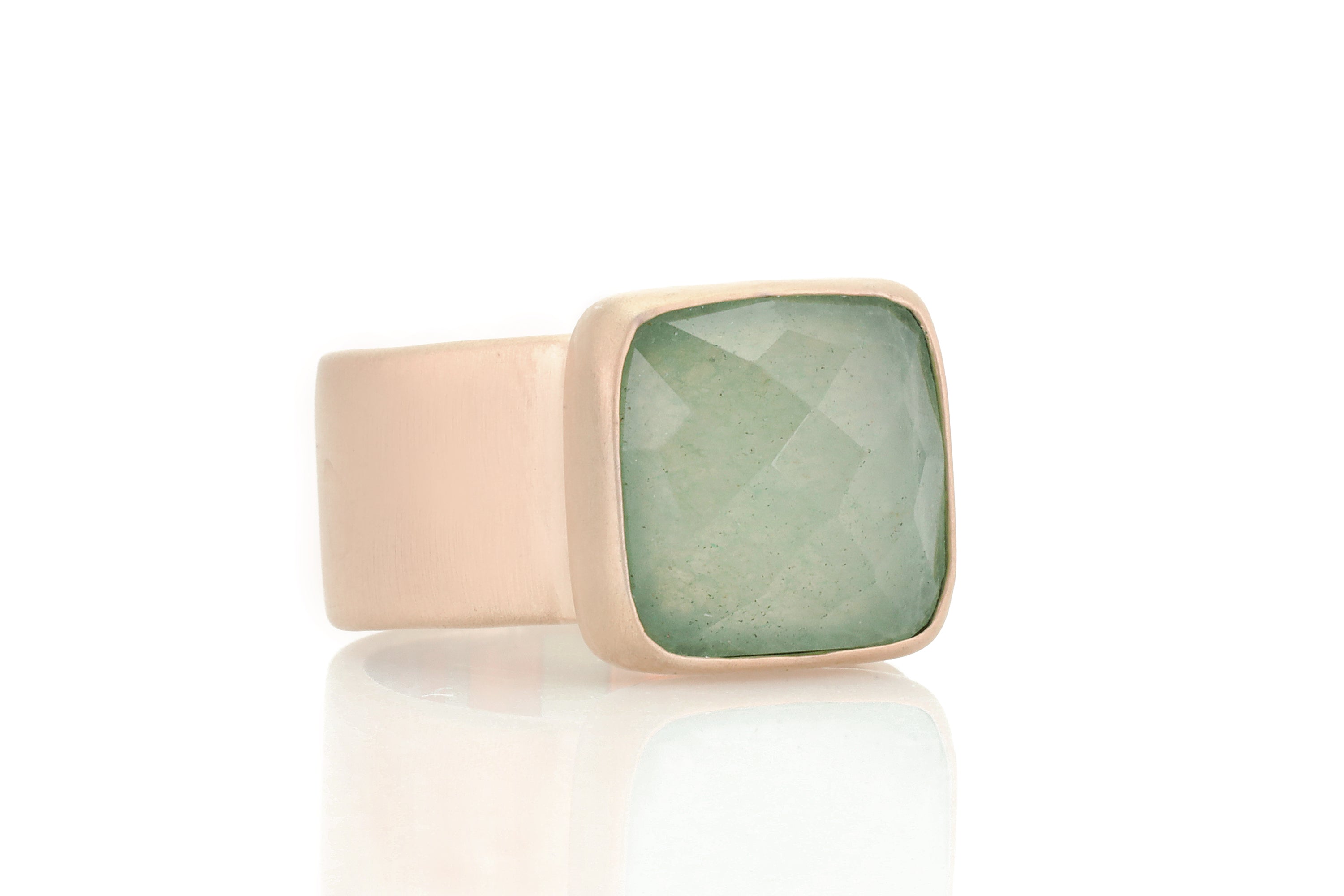 Thick Band Bezel Set Green Aventurine Gold Ring Rings Anemone Limited