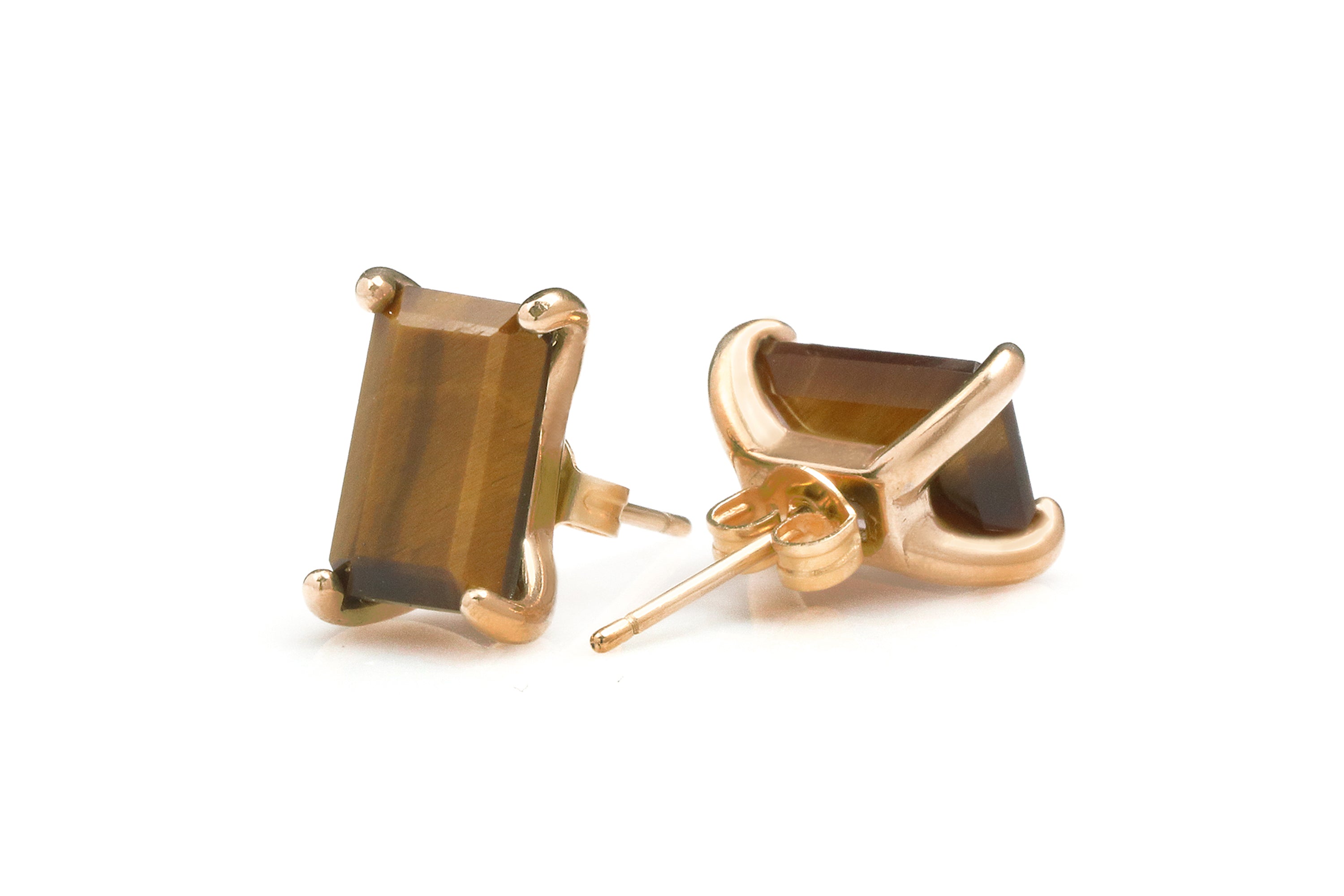 Tiger Eye Gemstone Unique Earrings in Gold Earrings Anemone Unique