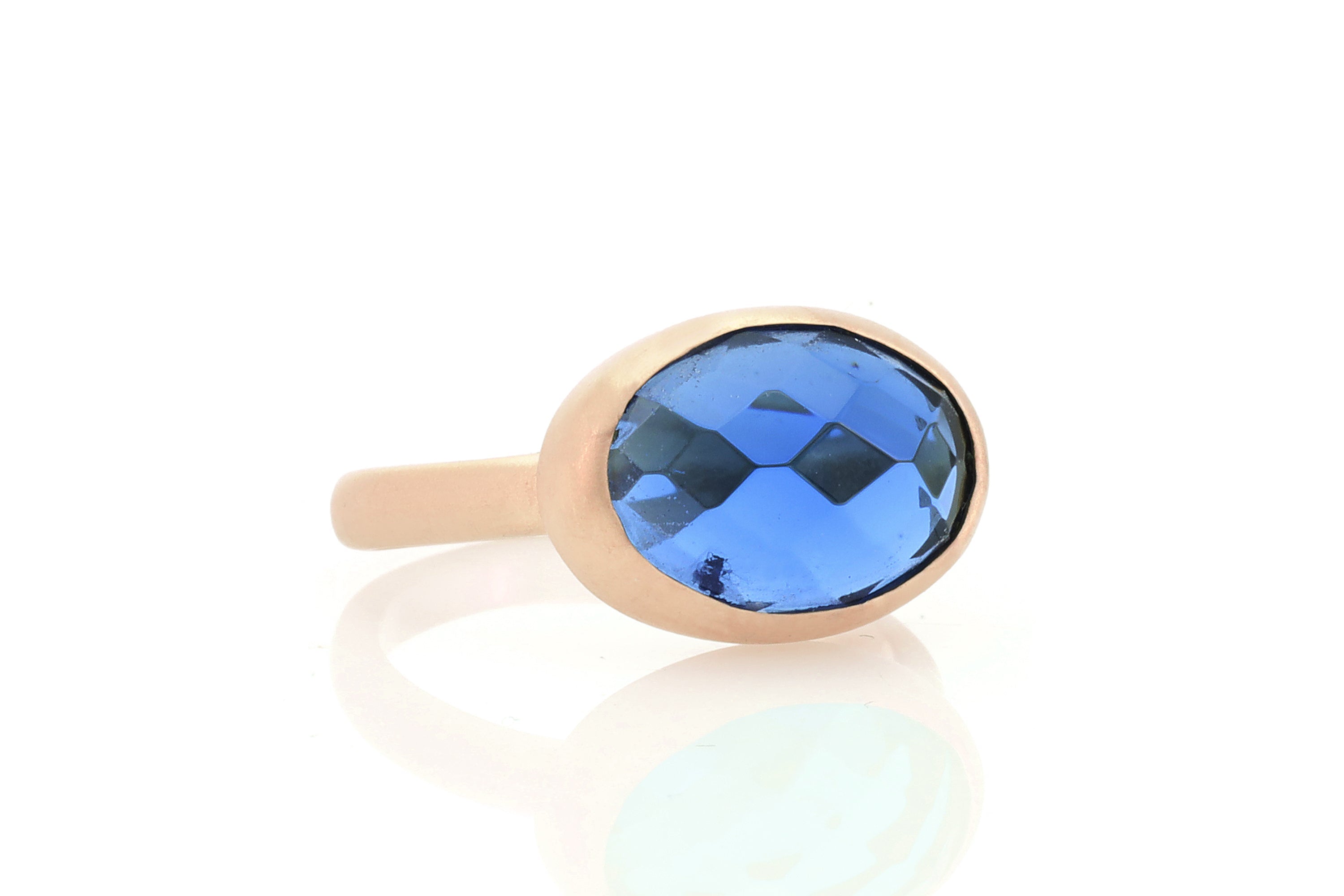 Oval Sapphire Bezel Set in Elegant Gold Ring Rings Anemone Limited