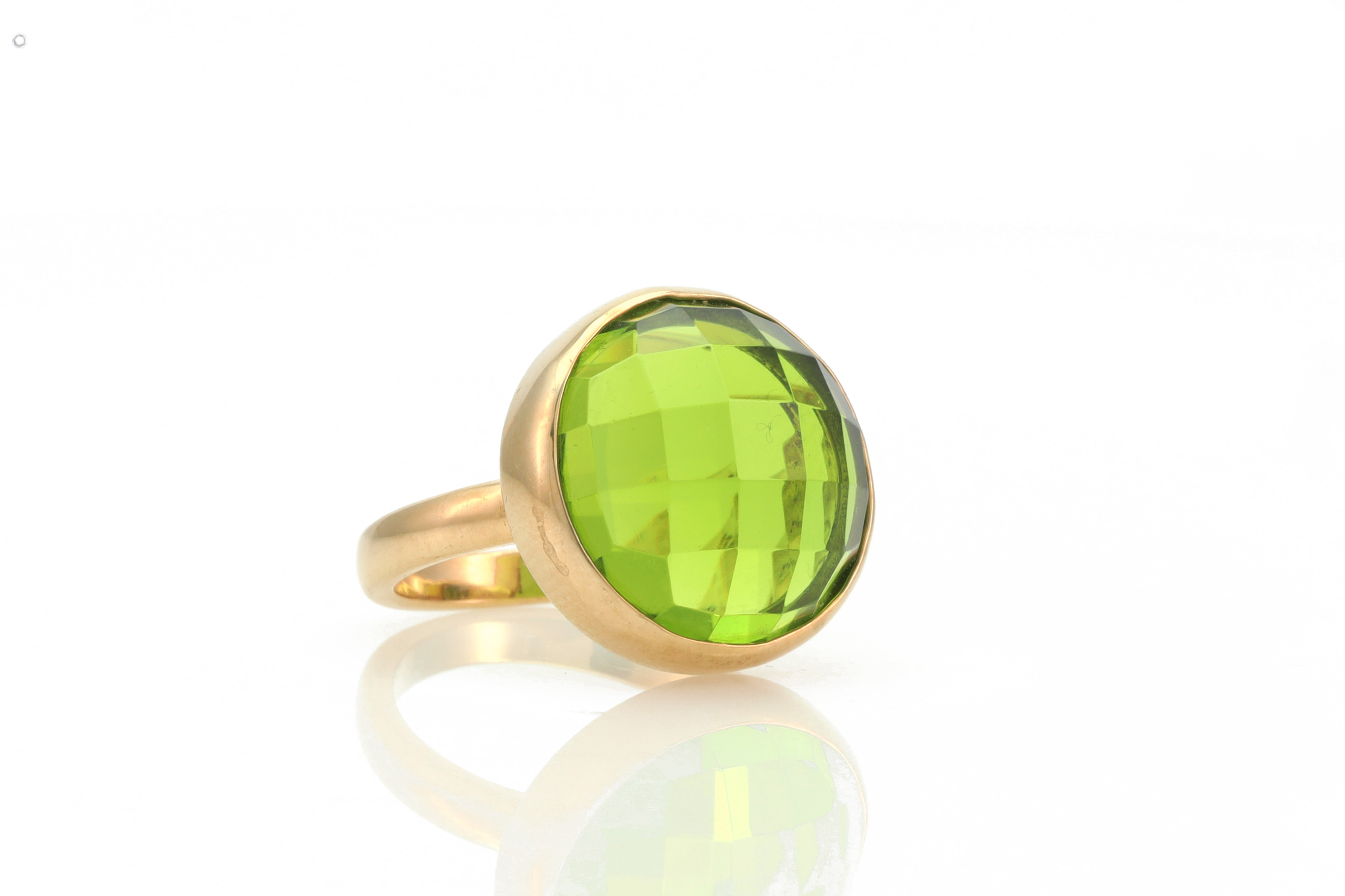 Rose Gold Bezel Set Peridot Statement Ring Rings Anemone Limited