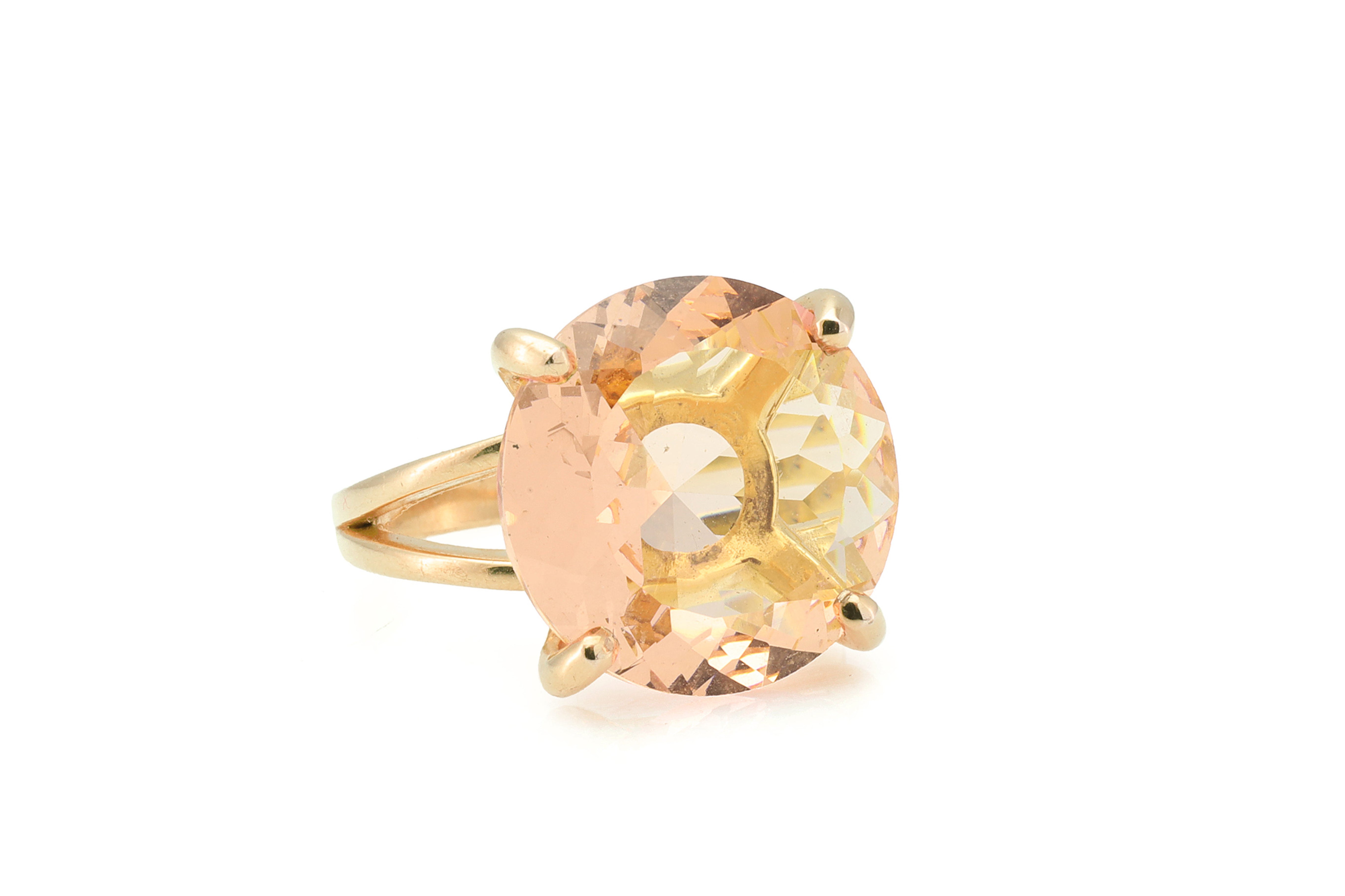 Gold Cocktail Morganite Double Band Ring Rings Anemone Jewelry