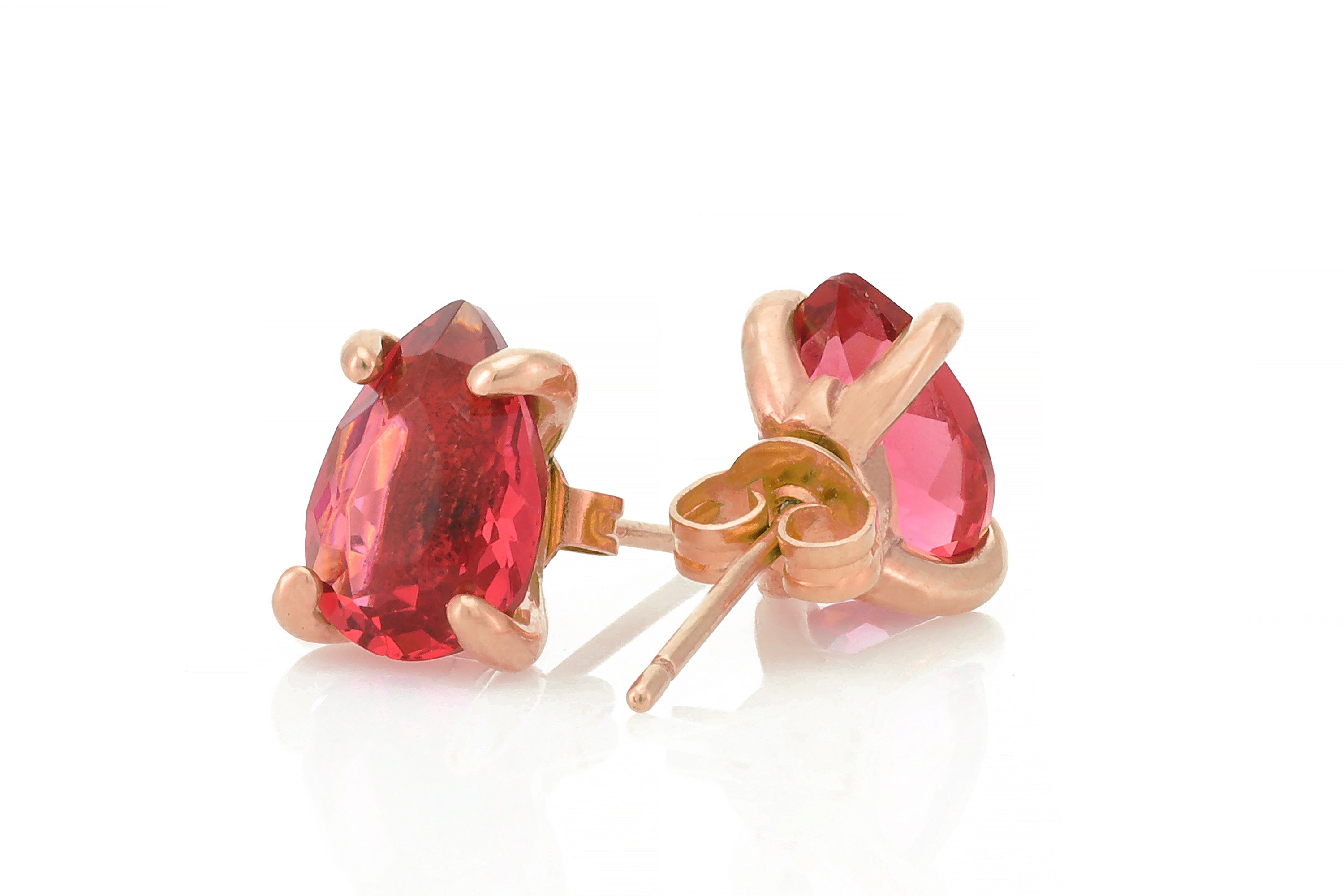 Stunning Pear Shape Pink Tourmaline Gold Earrings Earrings Anemone Unique