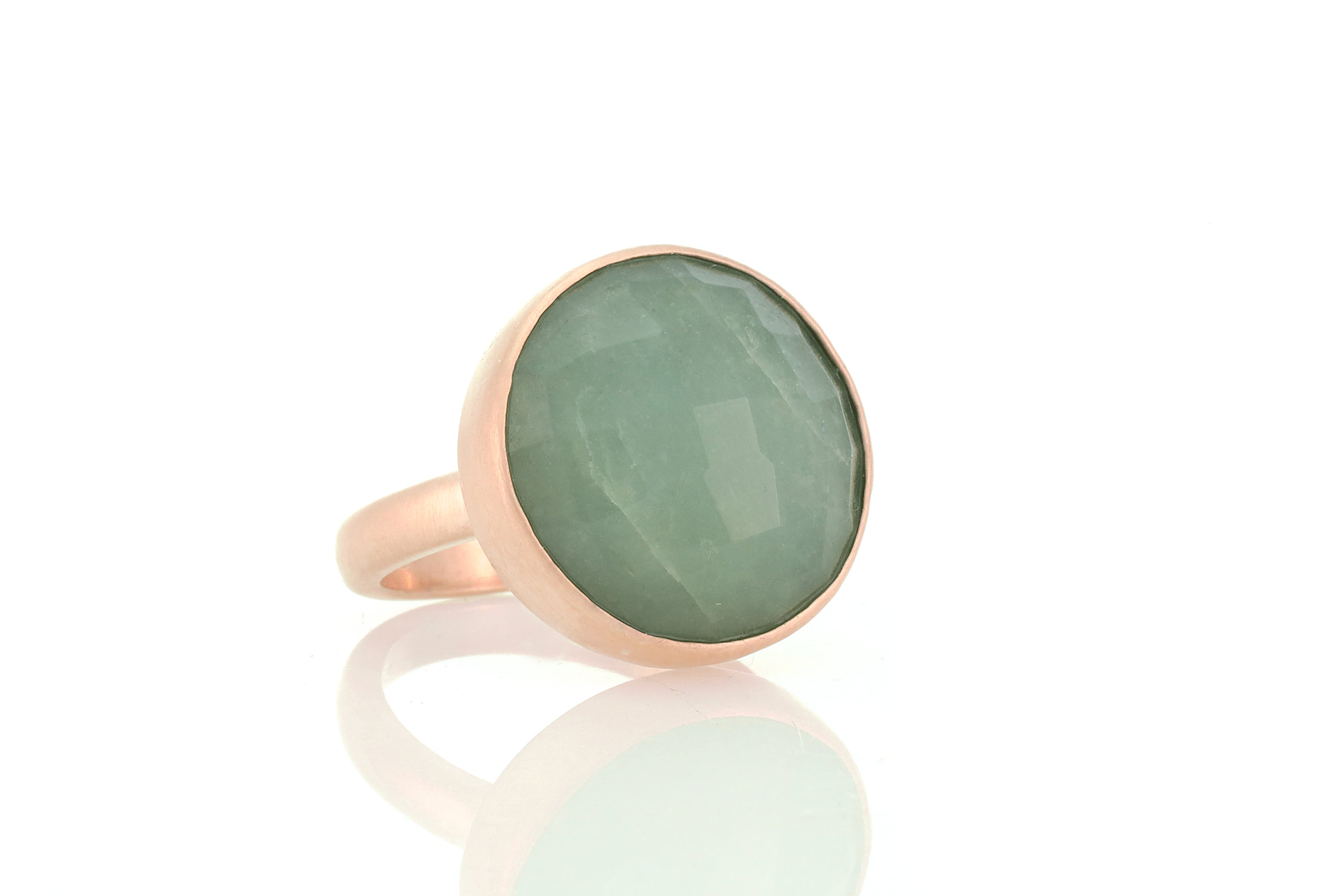 Aquamarine Round 16mm 14k Gold Ring Rings Anemone Limited