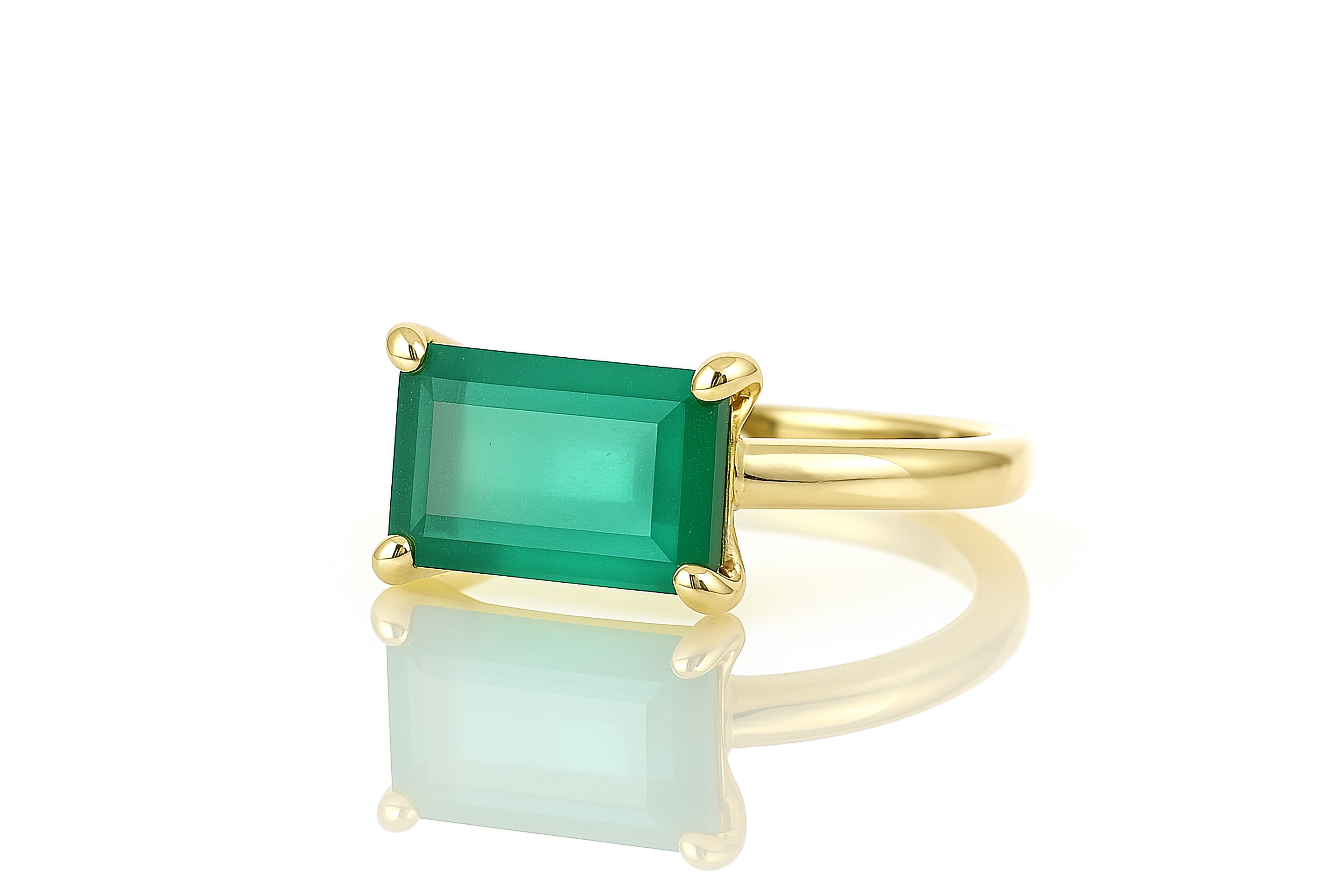 Green Onyx Stone Silver Ring Rings Anemone Unique