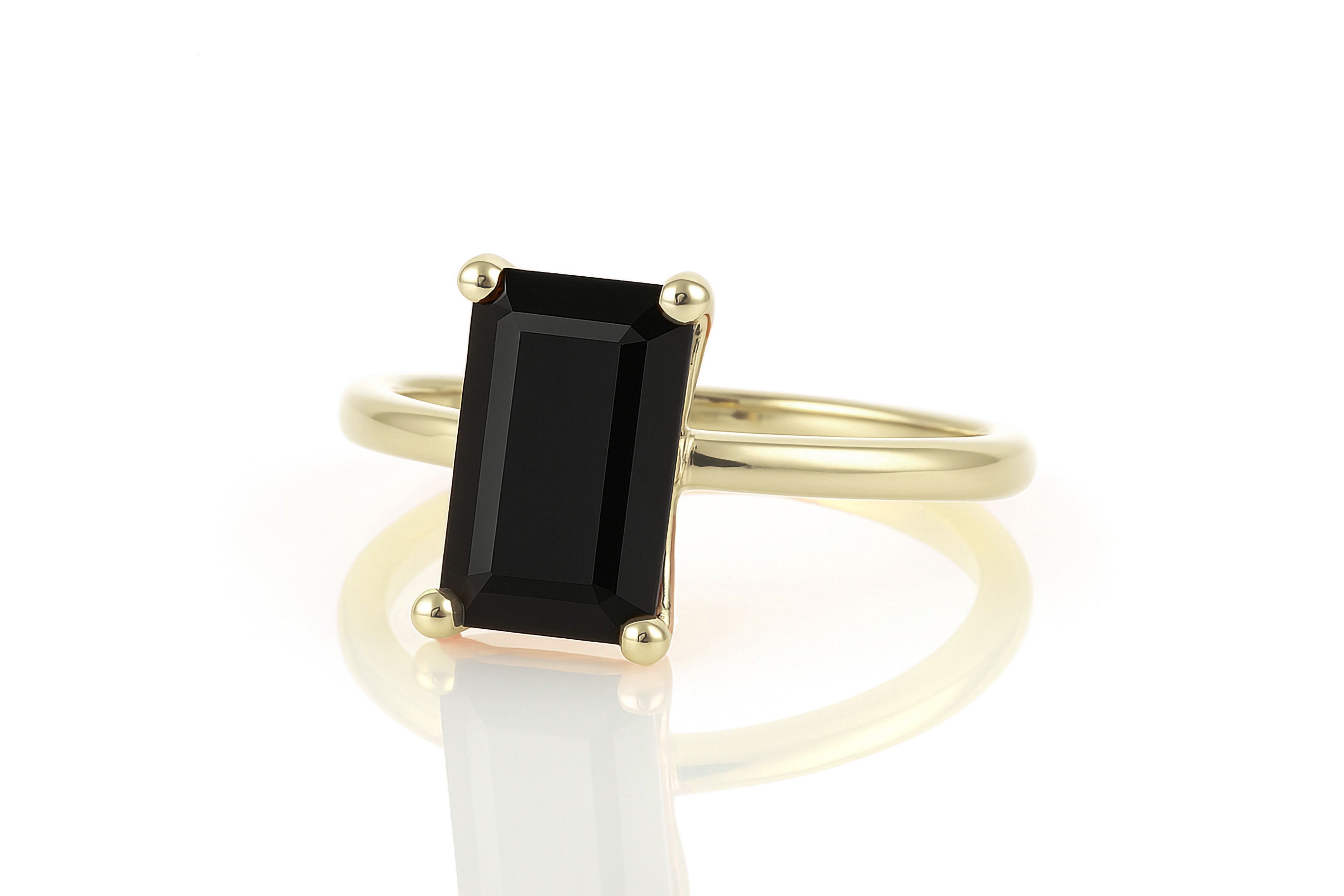Gold Stacking Ring with Black Onyx Rings Anemone Unique