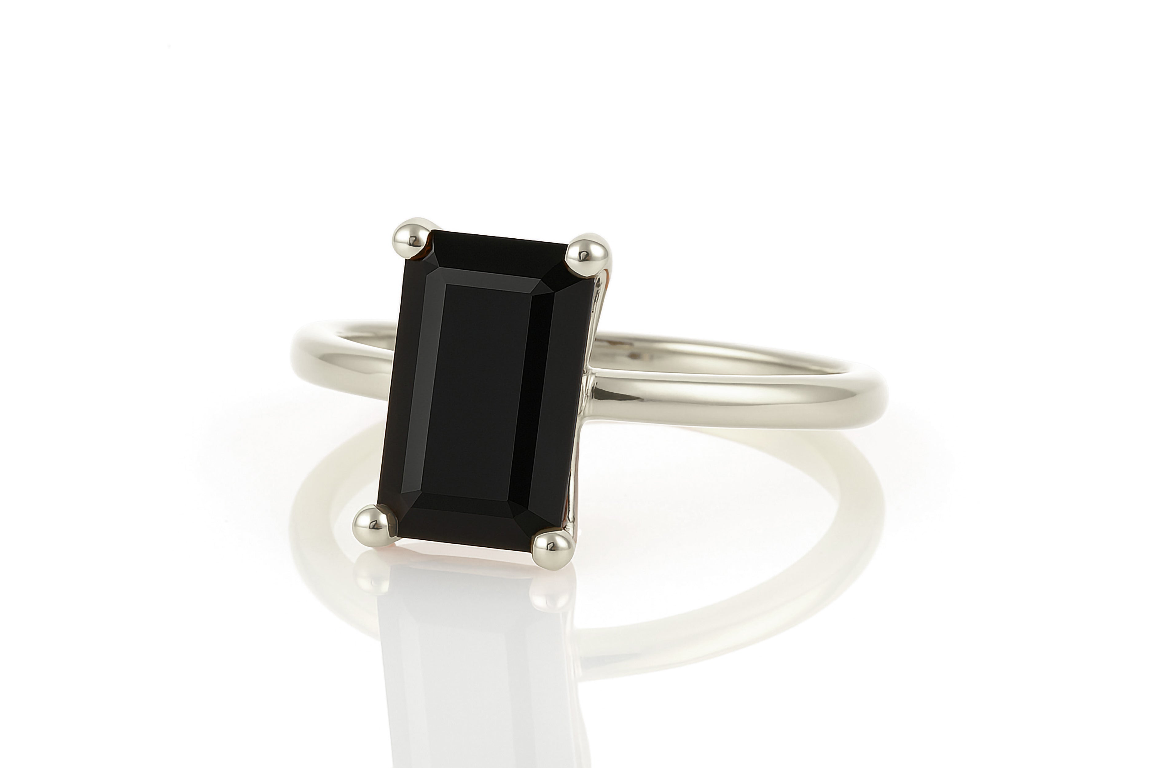 Gold Stacking Ring with Black Onyx Rings Anemone Unique