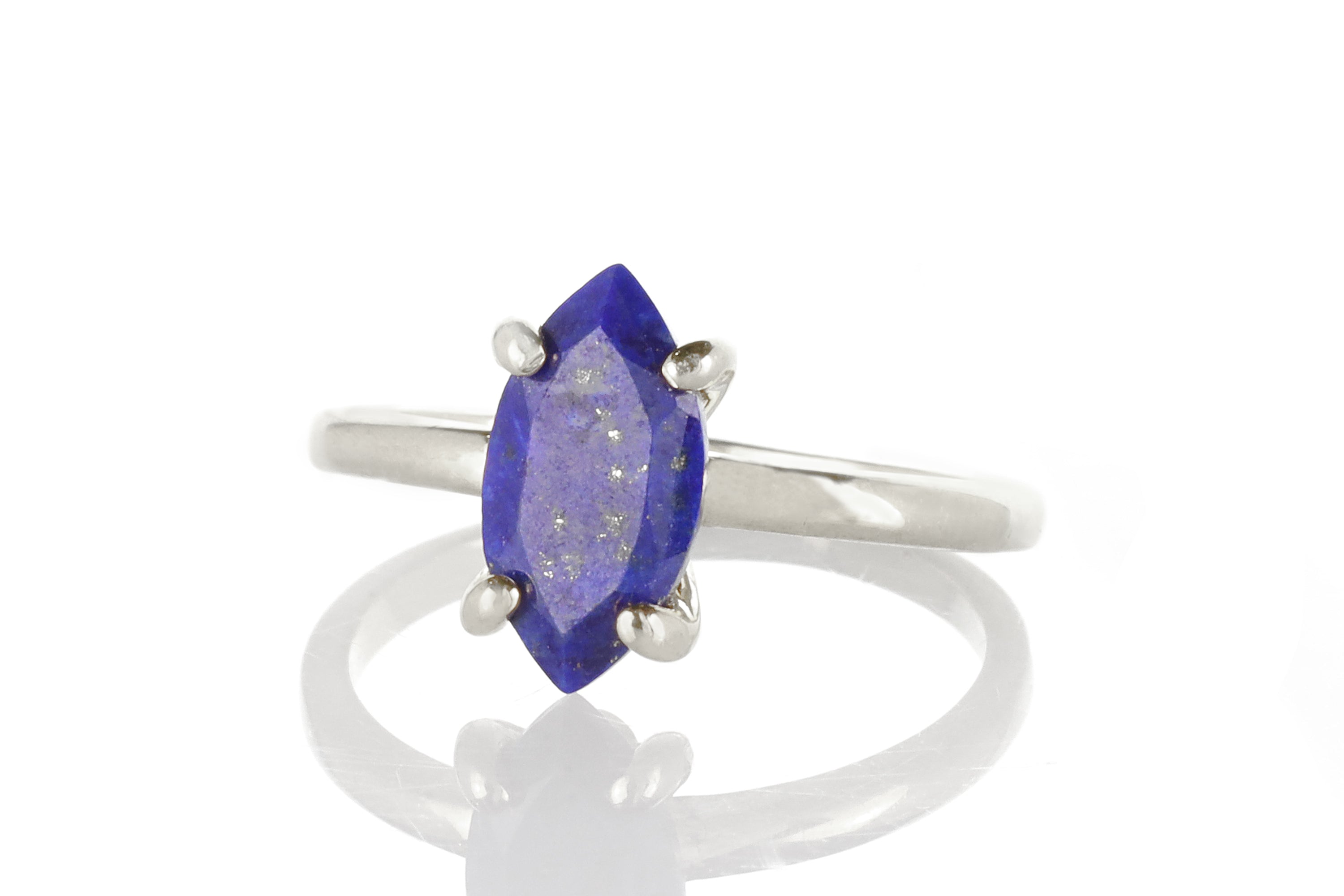 Rose Gold Marquise Lapis Lazuli Solitaire Ring Rings Anemone Unique